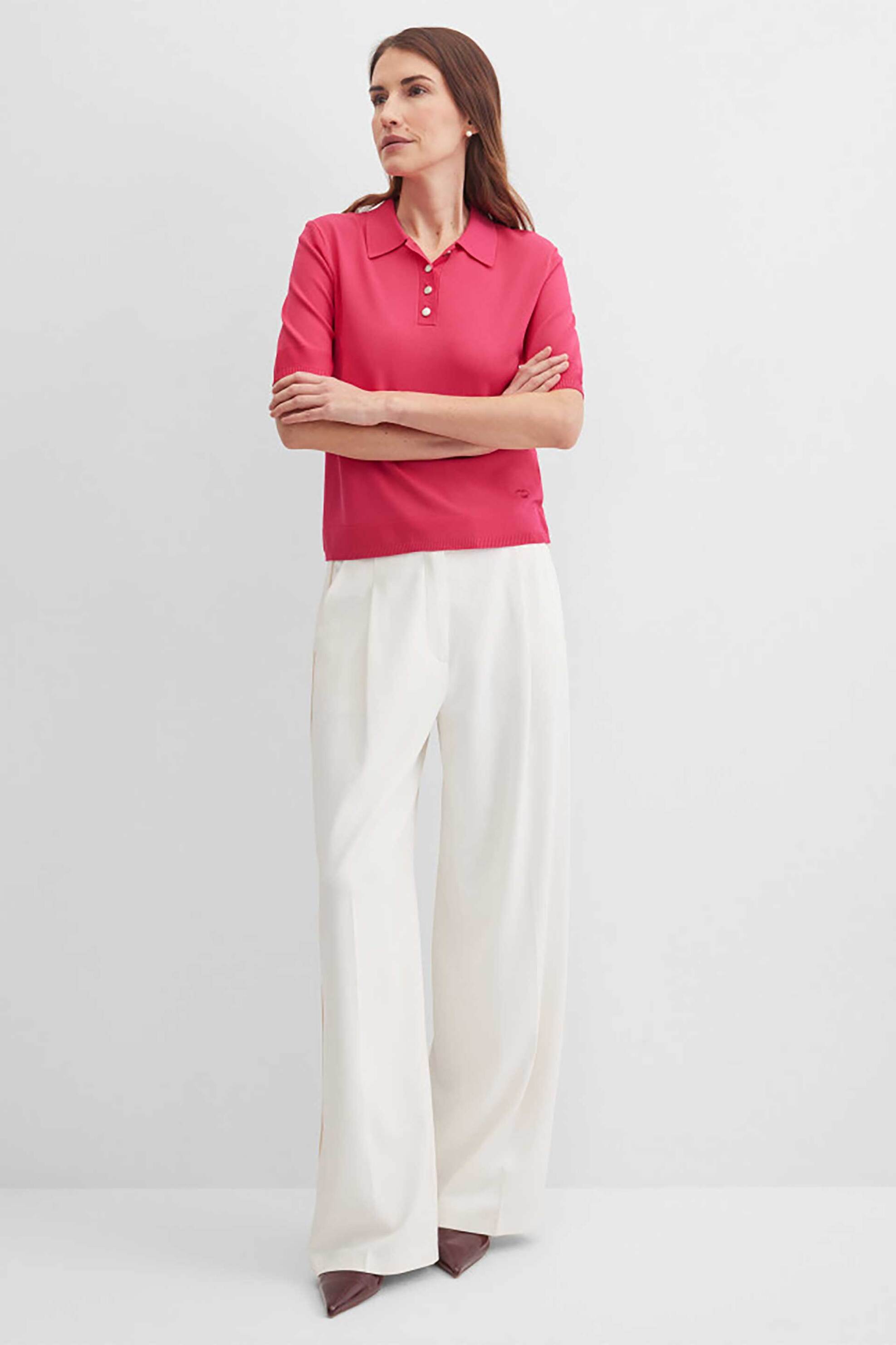 GERRY WEBER Gerry Weber γυναικεία μπλούζα πόλο μονόχρωμη - N60953283040 Φούξια - 3