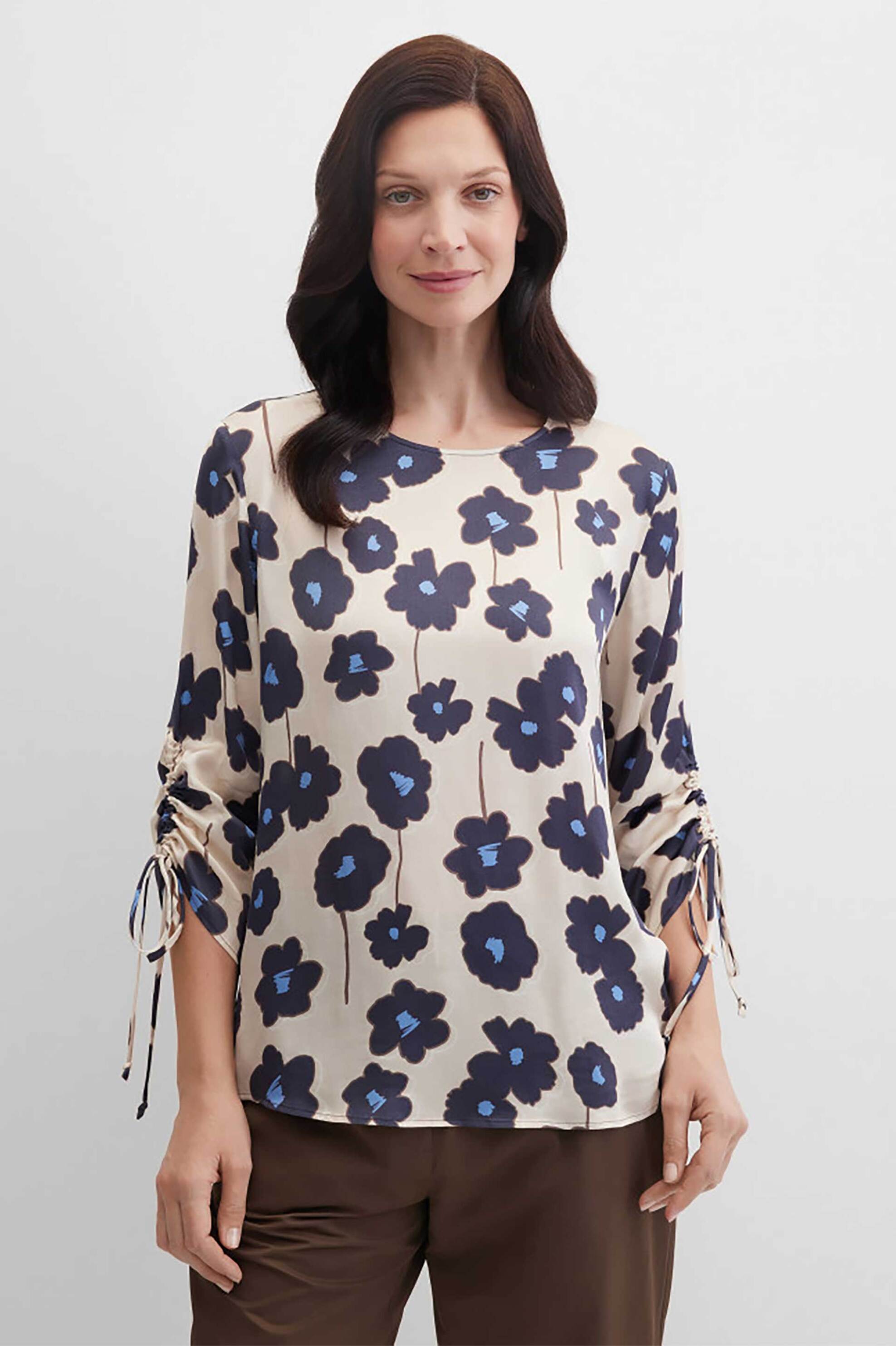 Gerry Weber γυναικεία μπλούζα με floral print - N61005126040 Μπεζ