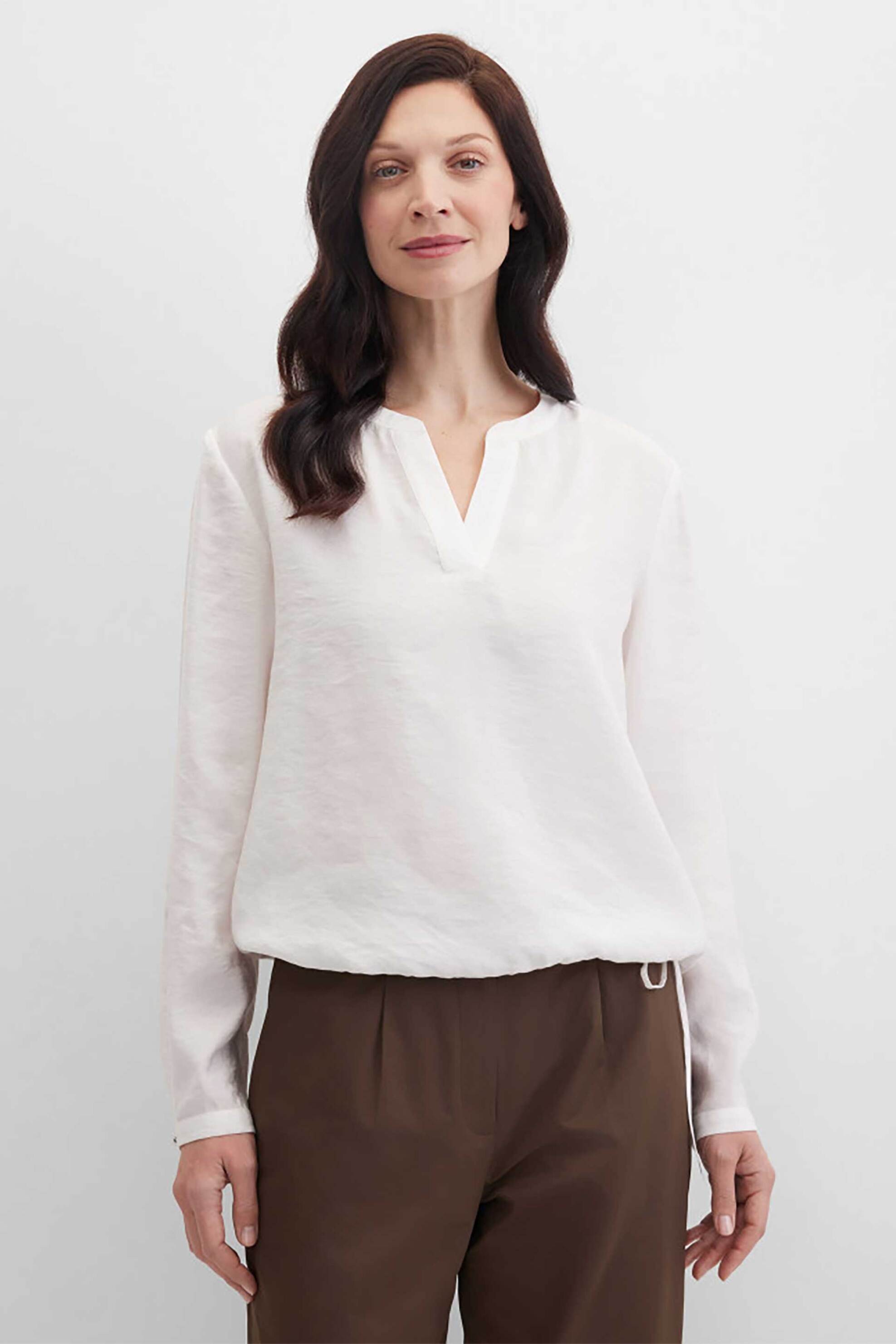 Gerry Weber γυναικεία μπλούζα textured με V - N61013121040 Λευκό