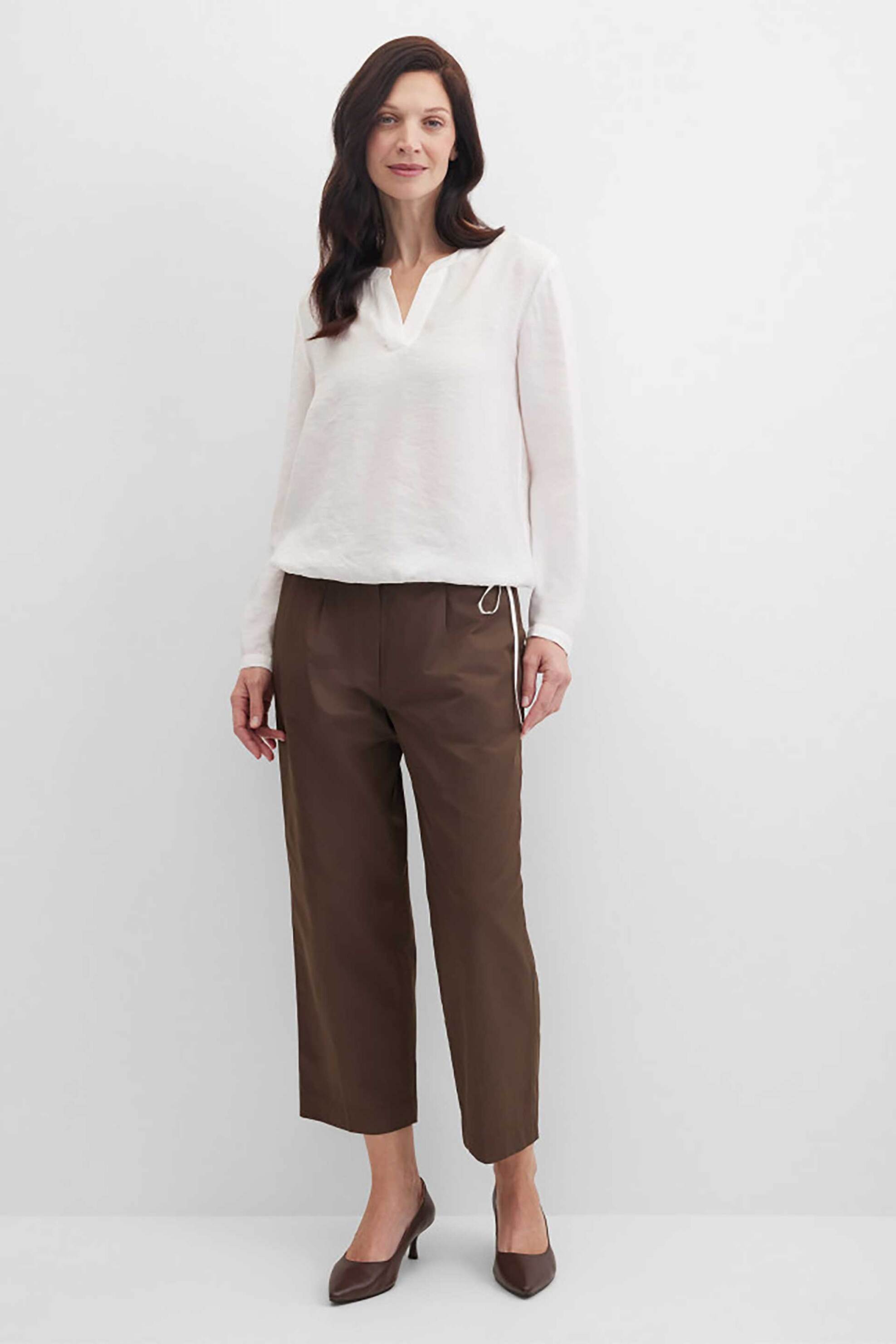 GERRY WEBER Gerry Weber γυναικεία μπλούζα textured με V - N61013121040 Λευκό - 3
