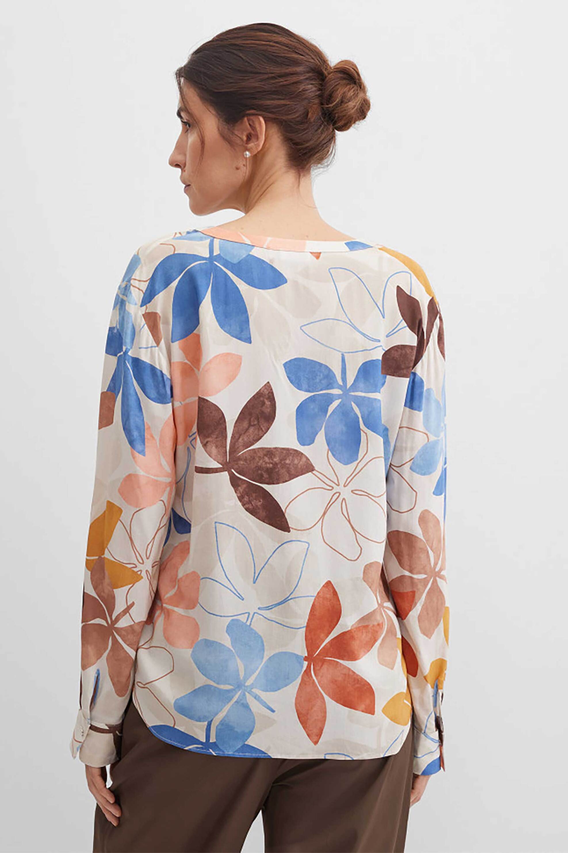 GERRY WEBER Gerry Weber γυναικεία μπλούζα με V και floral print - N61019393046 Μπεζ - 4