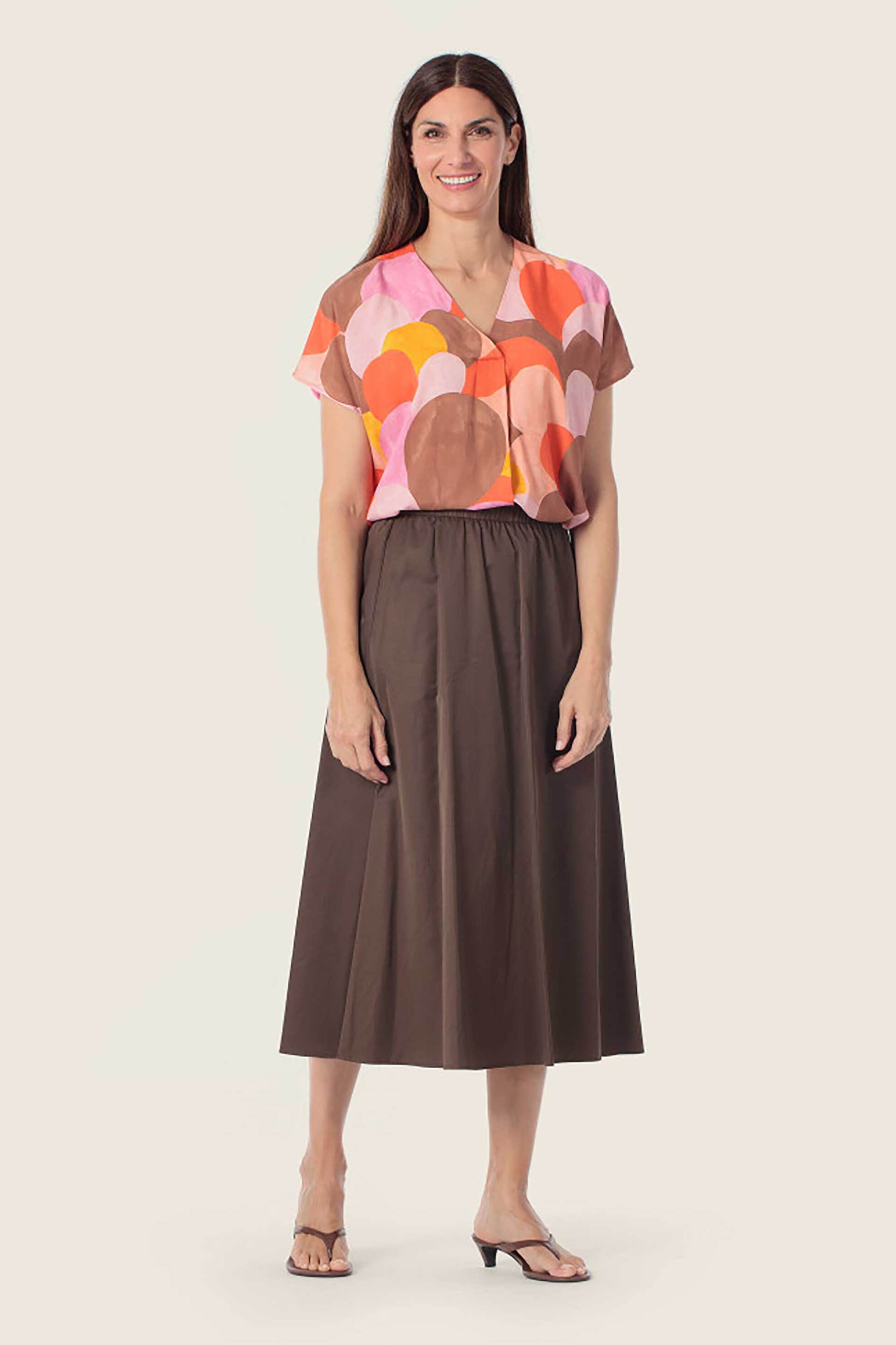 GERRY WEBER Gerry Weber γυναικεία μπλούζα με V και all-over print - N61020336044 Πορτοκαλί - 2