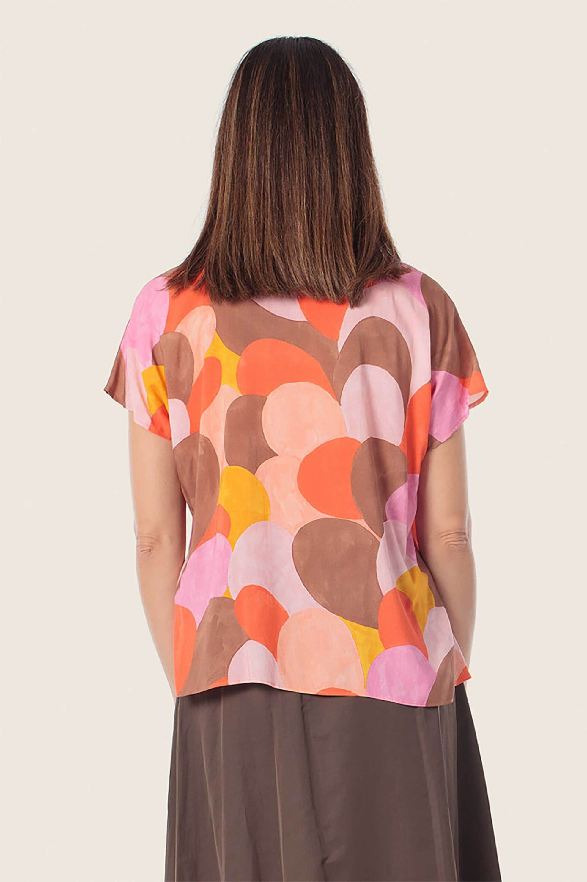 GERRY WEBER Gerry Weber γυναικεία μπλούζα με V και all-over print - N61020336044 Πορτοκαλί - 3