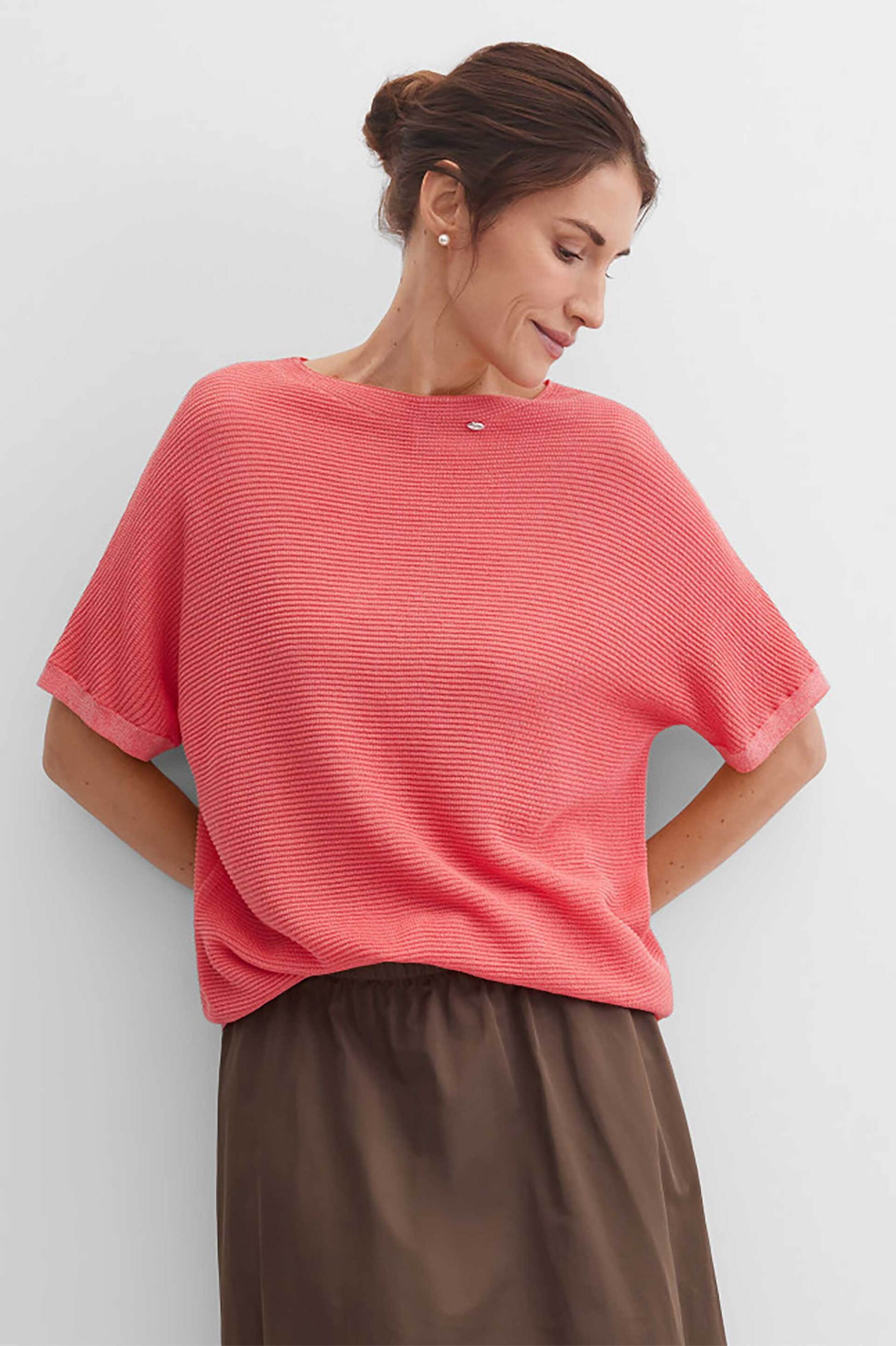 Gerry Weber γυναικεία πλεκτή μπλούζα textured - N61025181040 Κοραλί
