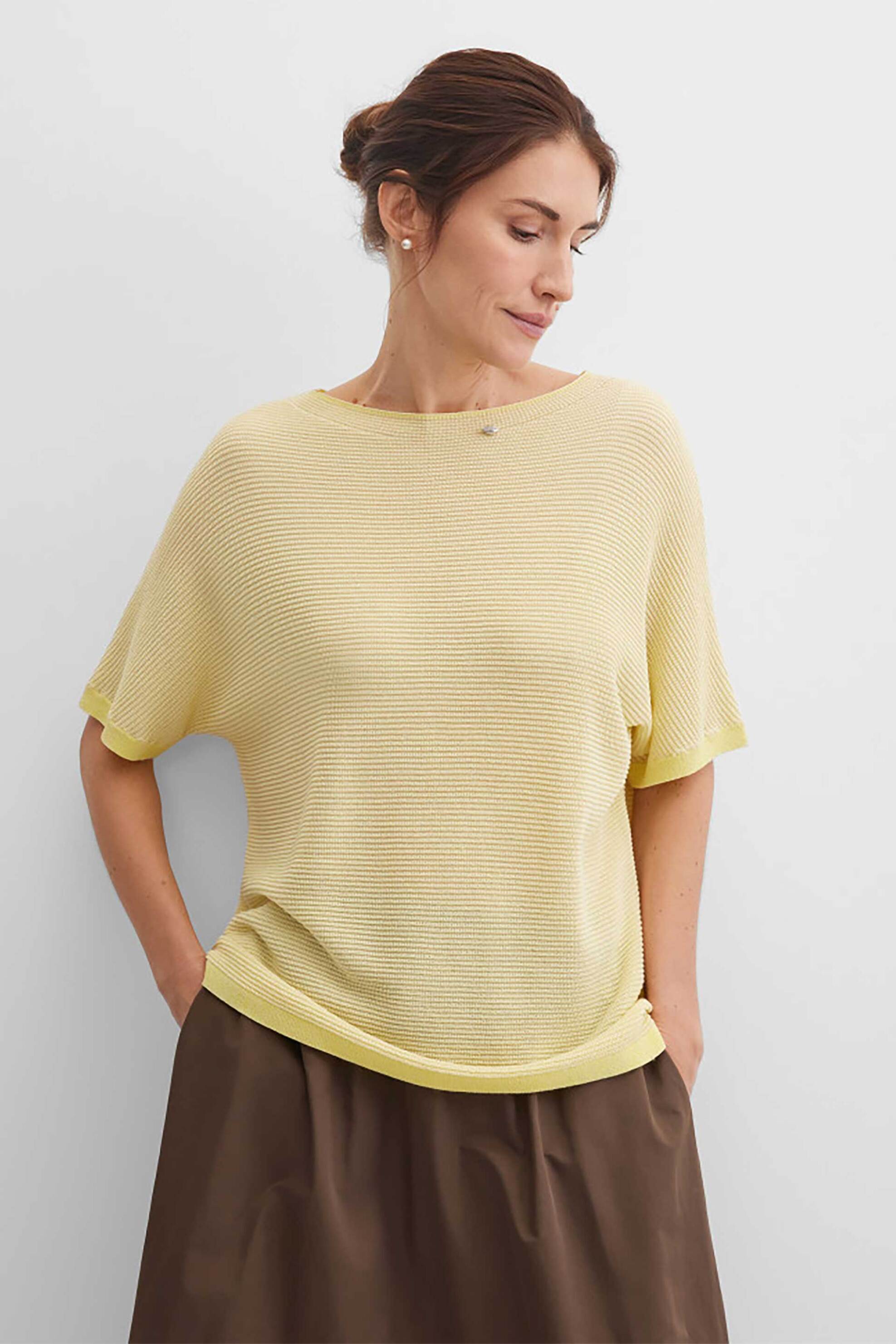 Gerry Weber γυναικεία πλεκτή μπλούζα textured - N61025209042 Κίτρινο Ανοιχτό