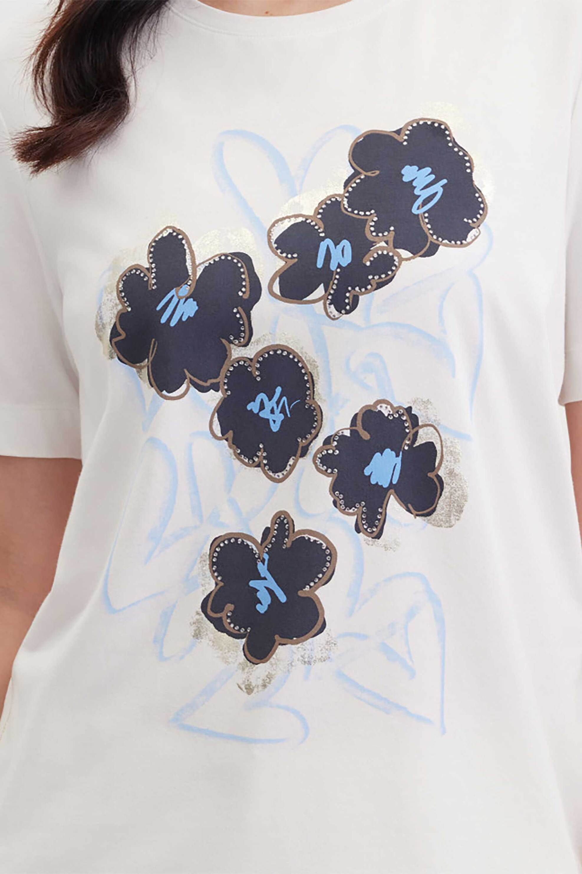 GERRY WEBER Gerry Weber γυναικείο T-shirt με floral print - N61701121044 Λευκό - 2