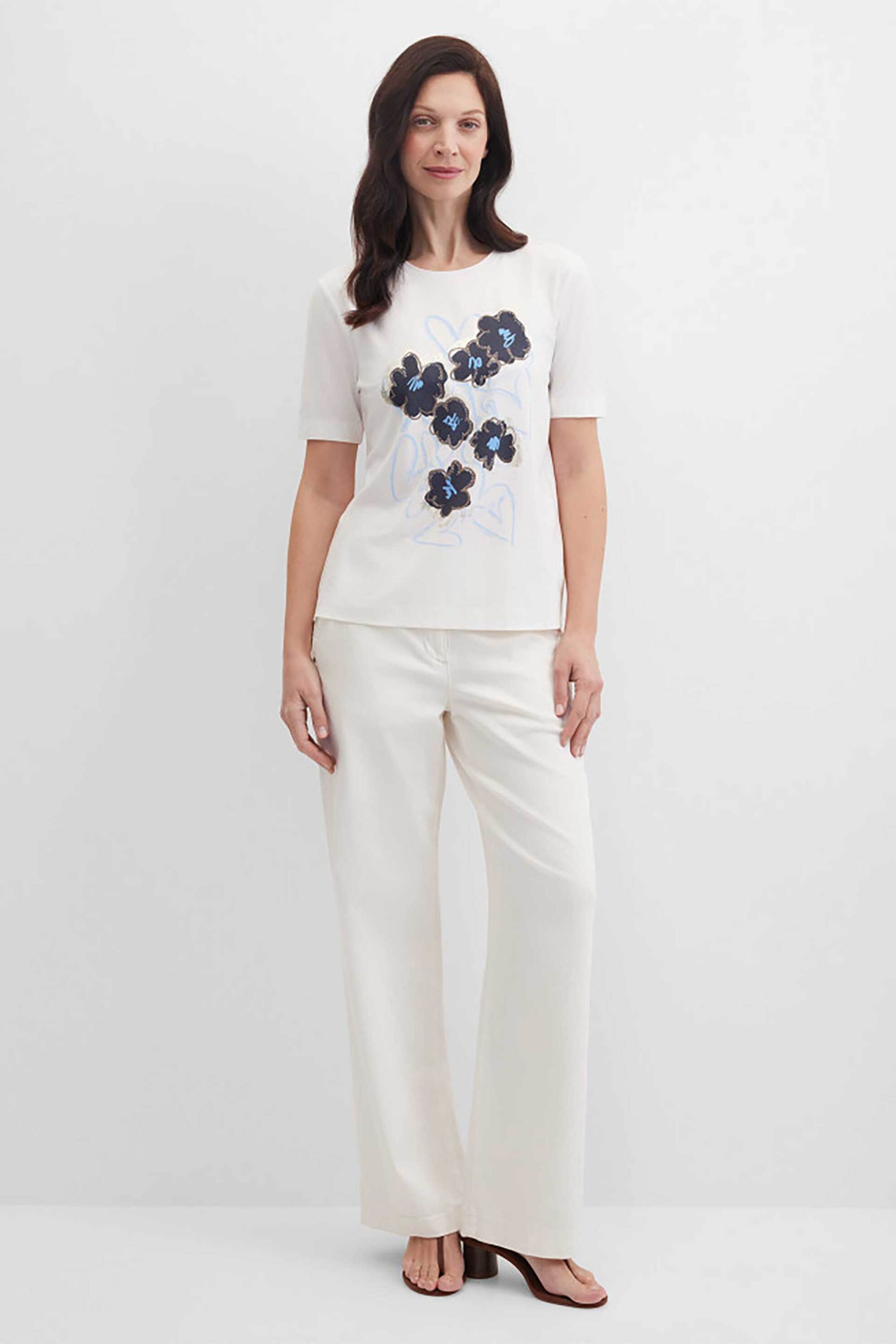 GERRY WEBER Gerry Weber γυναικείο T-shirt με floral print - N61701121044 Λευκό - 3