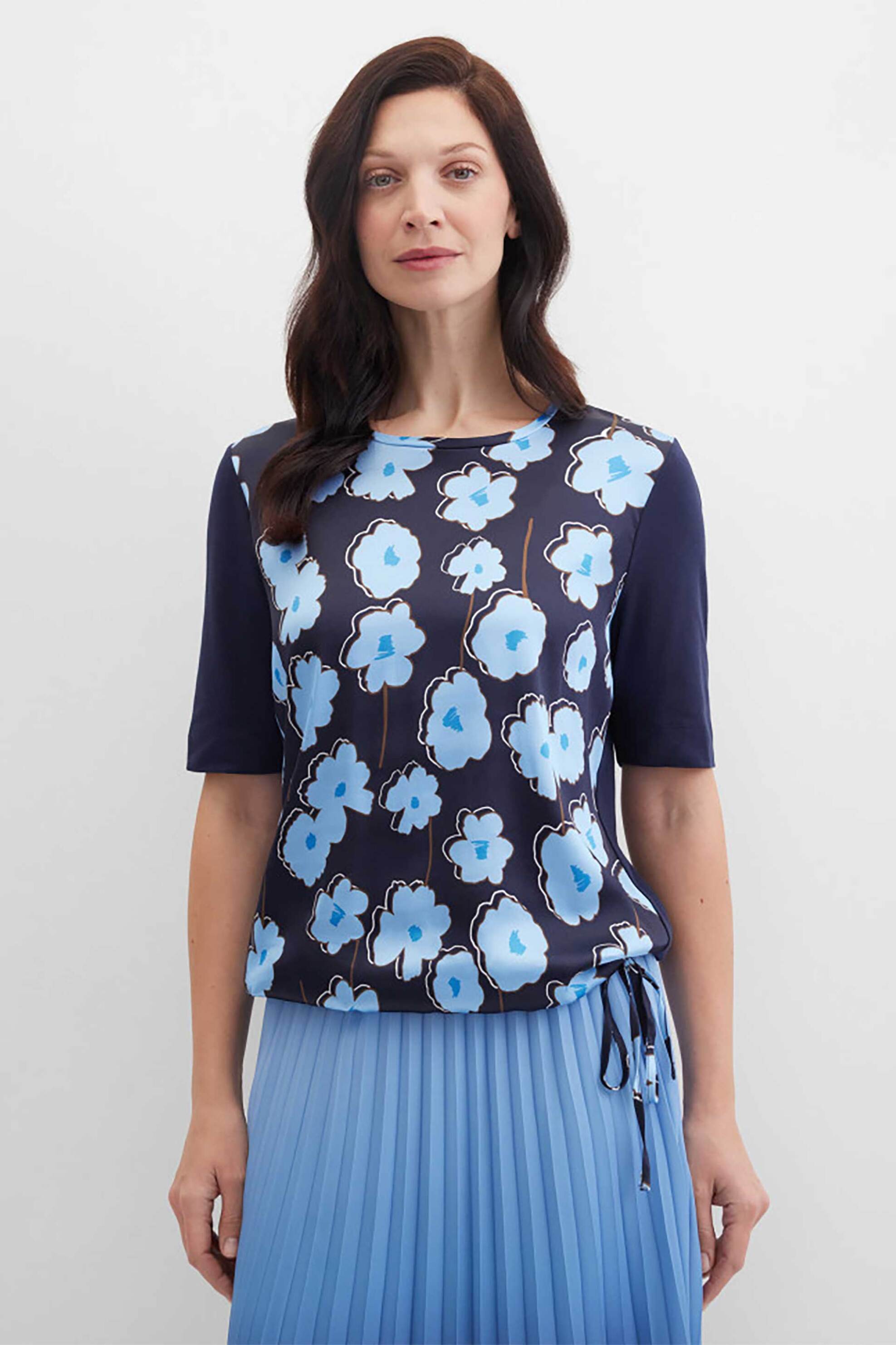 Gerry Weber γυναικείο T-shirt με floral print - N61703245040 Μπλε Σκούρο
