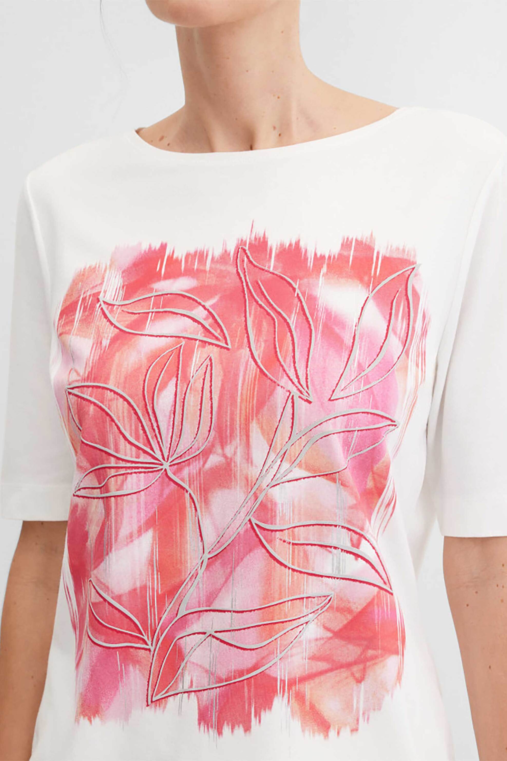 GERRY WEBER Gerry Weber γυναικείο T-shirt με floral print - N61718331040 Λευκό - 2