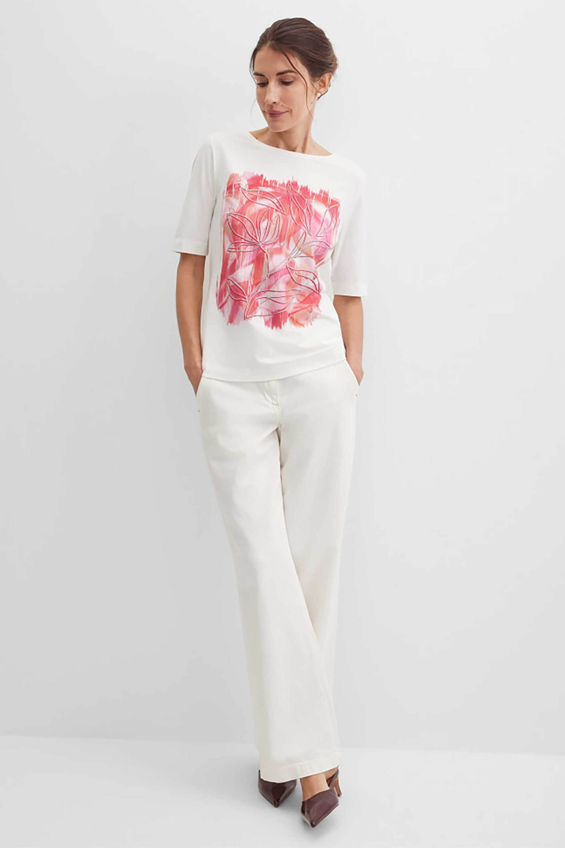 GERRY WEBER Gerry Weber γυναικείο T-shirt με floral print - N61718331040 Λευκό - 3