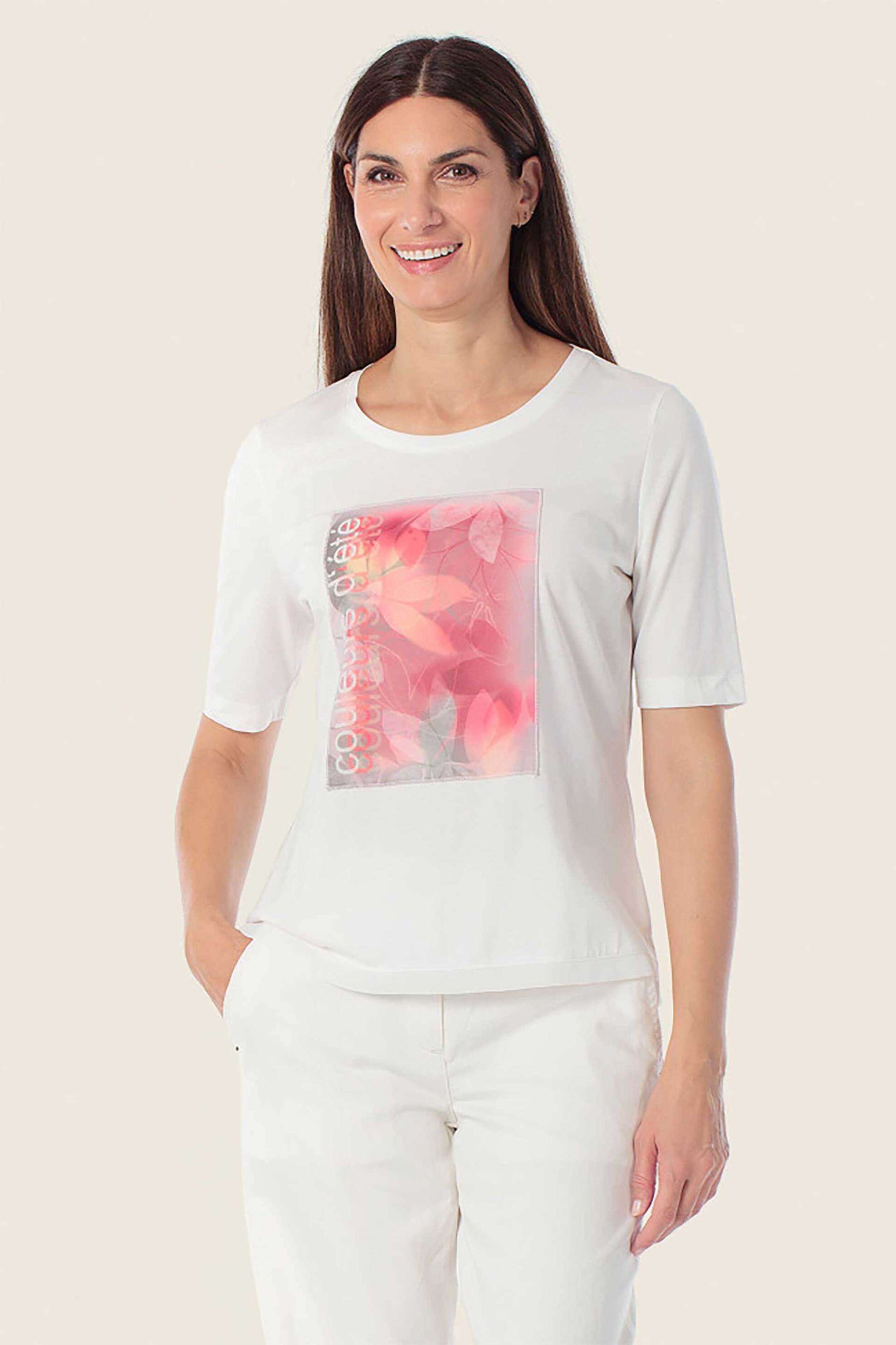 Gerry Weber γυναικείο T-shirt με floral print - N61724121040 Λευκό