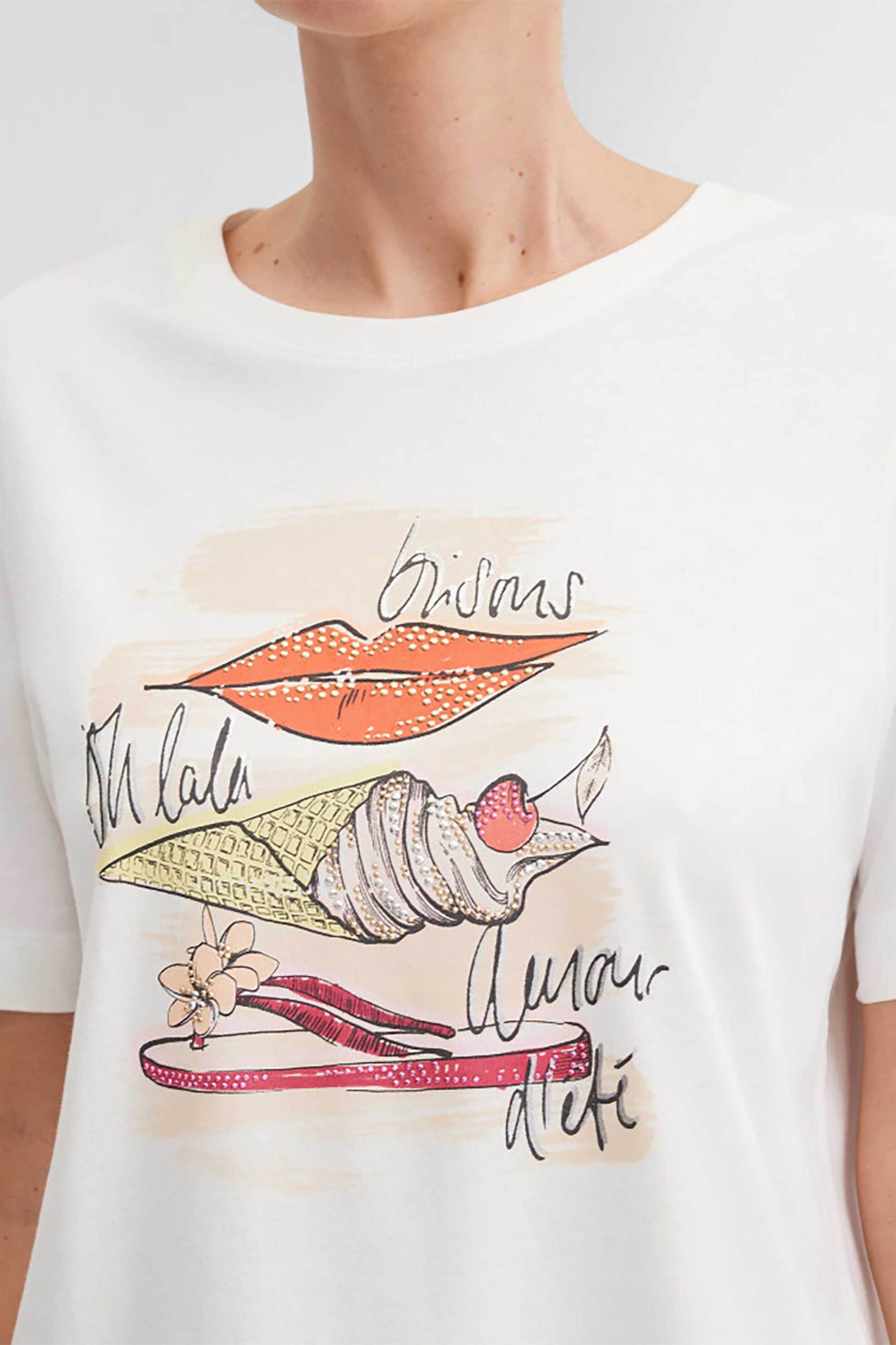 GERRY WEBER Gerry Weber γυναικείο T-shirt με graphic print - N61725159042 Λευκό - 2