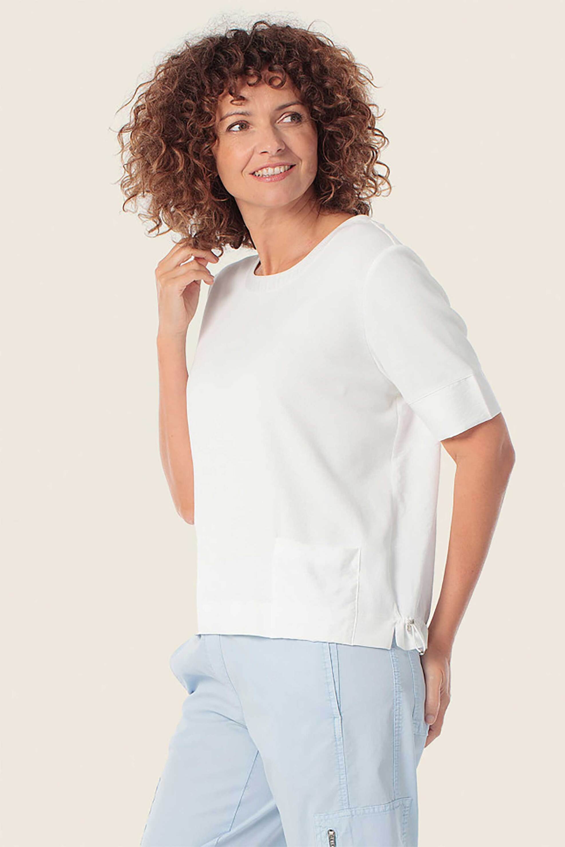 Gerry Weber γυναικείο T-shirt με ρυθμιζόμενο λάστιχο Loose Fit - N61728121048 Λευκό
