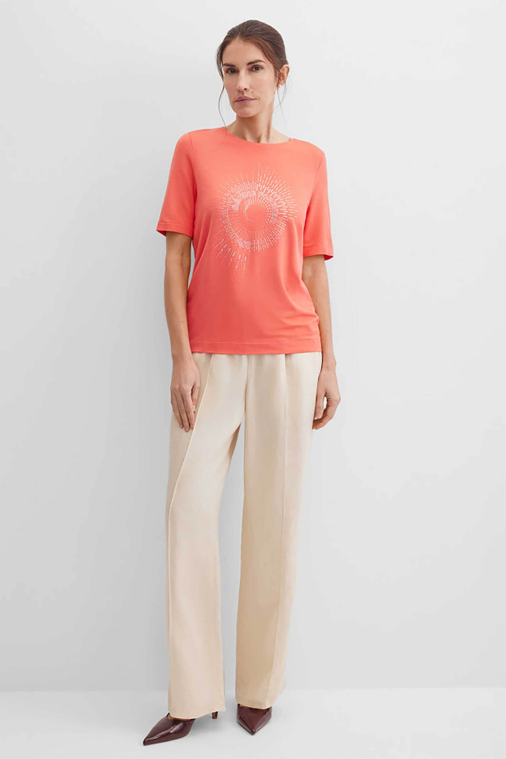GERRY WEBER Gerry Weber γυναικείο T-shirt με στρας Straight Cut - N61731181040 Κοραλί - 3