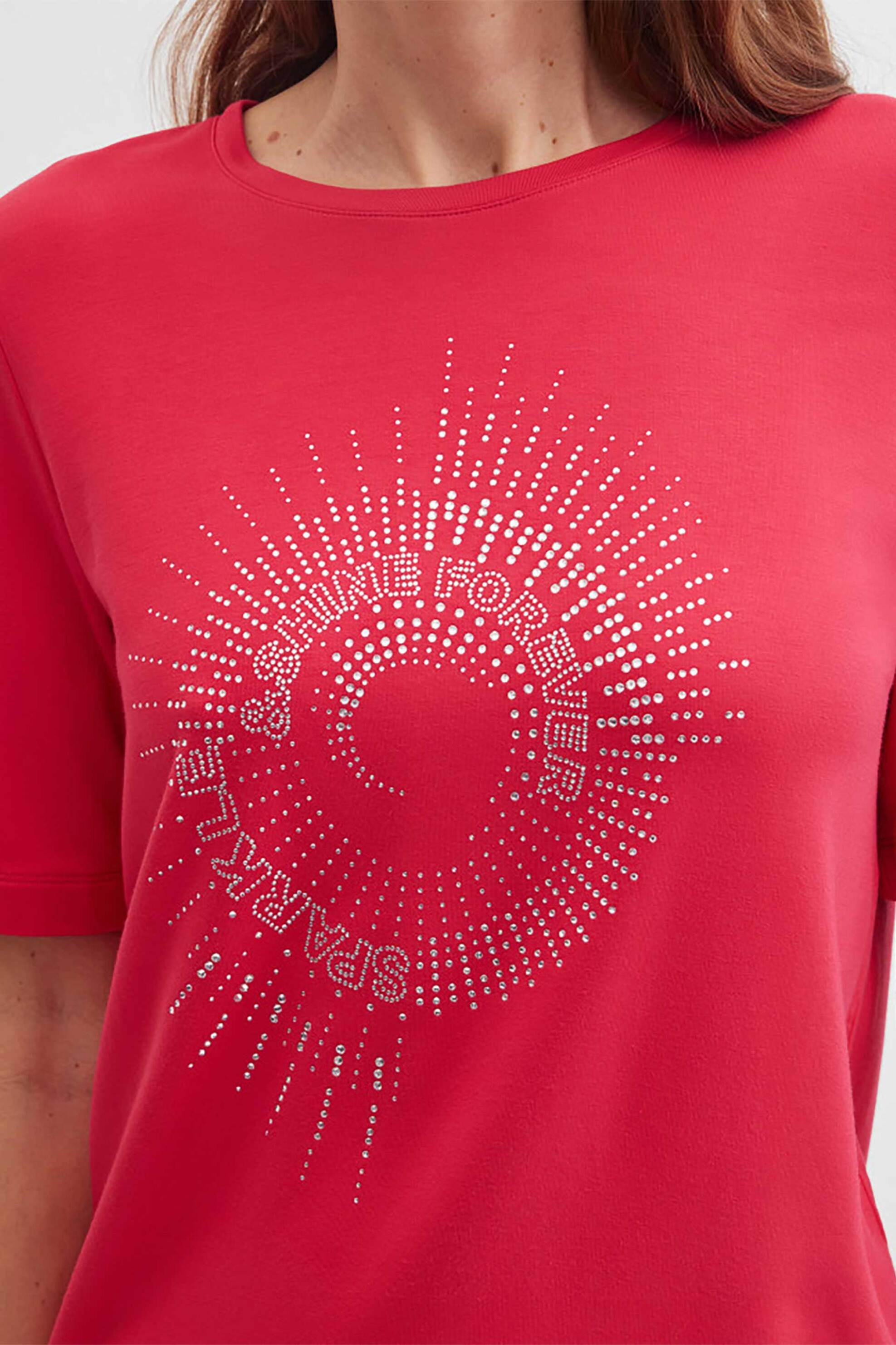 Gerry Weber γυναικείο T-shirt με στρας Straight Cut - N61731283044 Φούξια