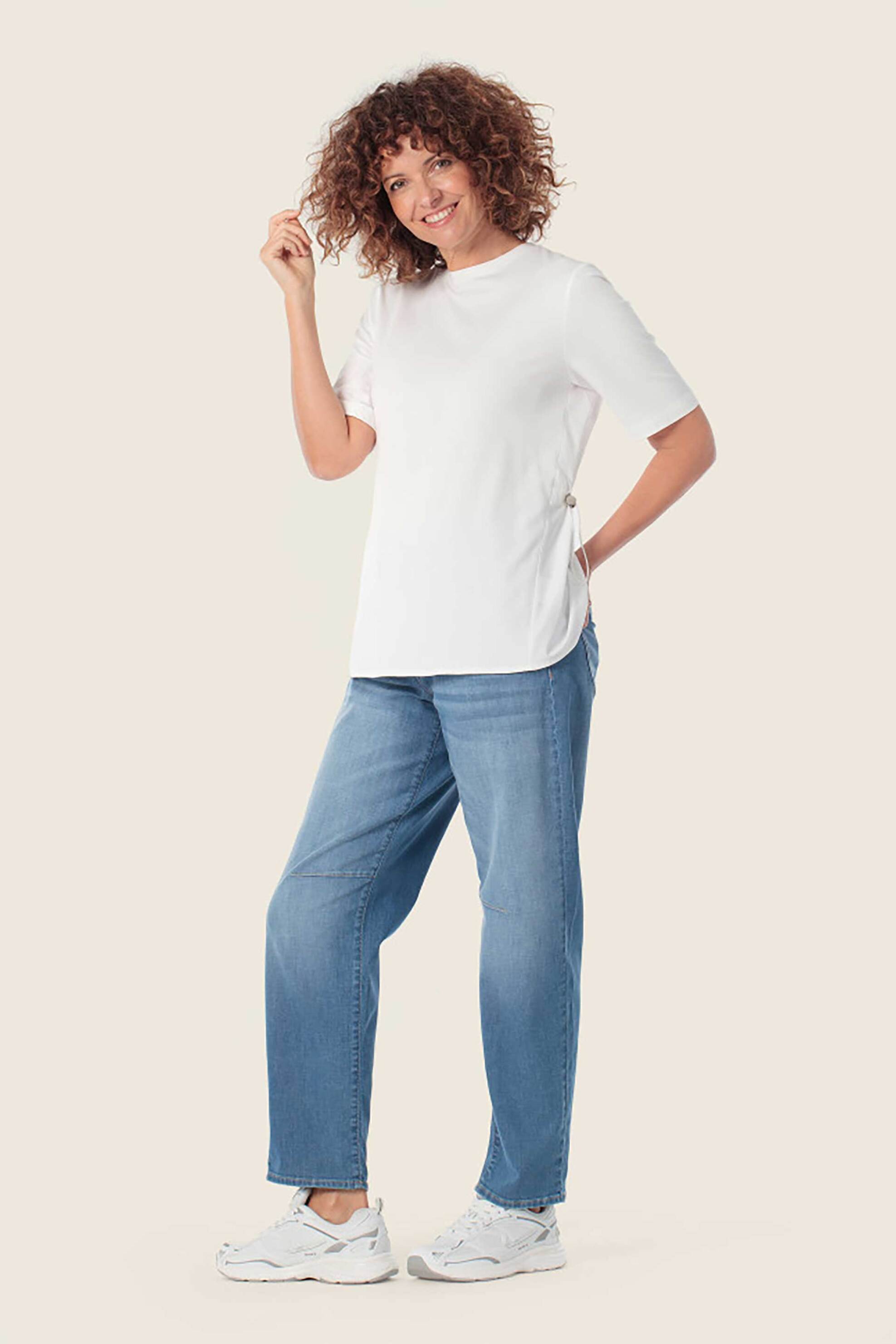 Gerry Weber γυναικείο T-shirt με ρυθμιζόμενο λάστιχο στη μέση - N61734121040 Λευκό