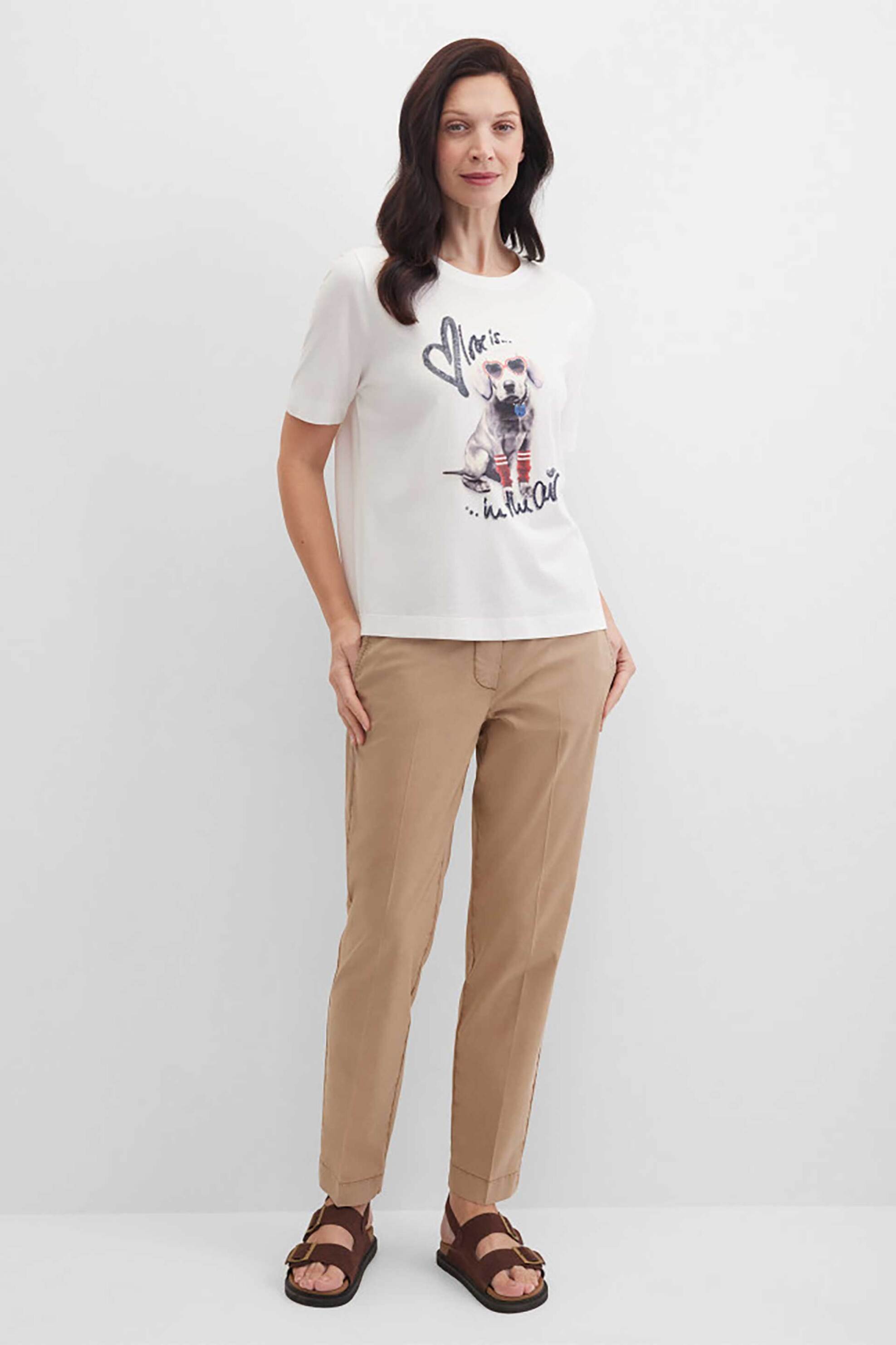 Gerry Weber γυναικείο παντελόνι cropped Tapered Fit - N67085144038 Καμηλό