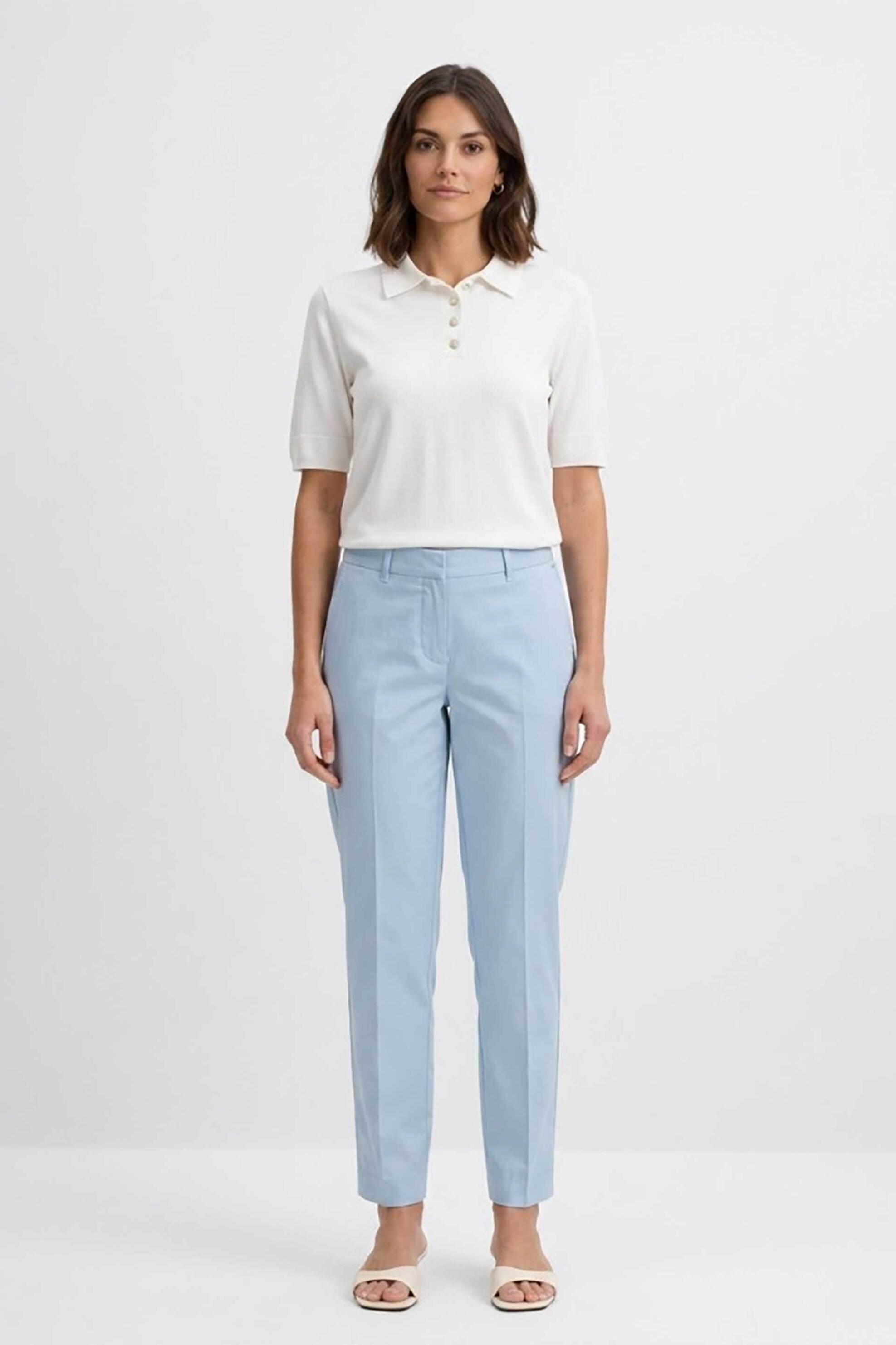Gerry Weber γυναικείο παντελόνι cropped Tapered Fit - N67085360040 Γαλάζιο