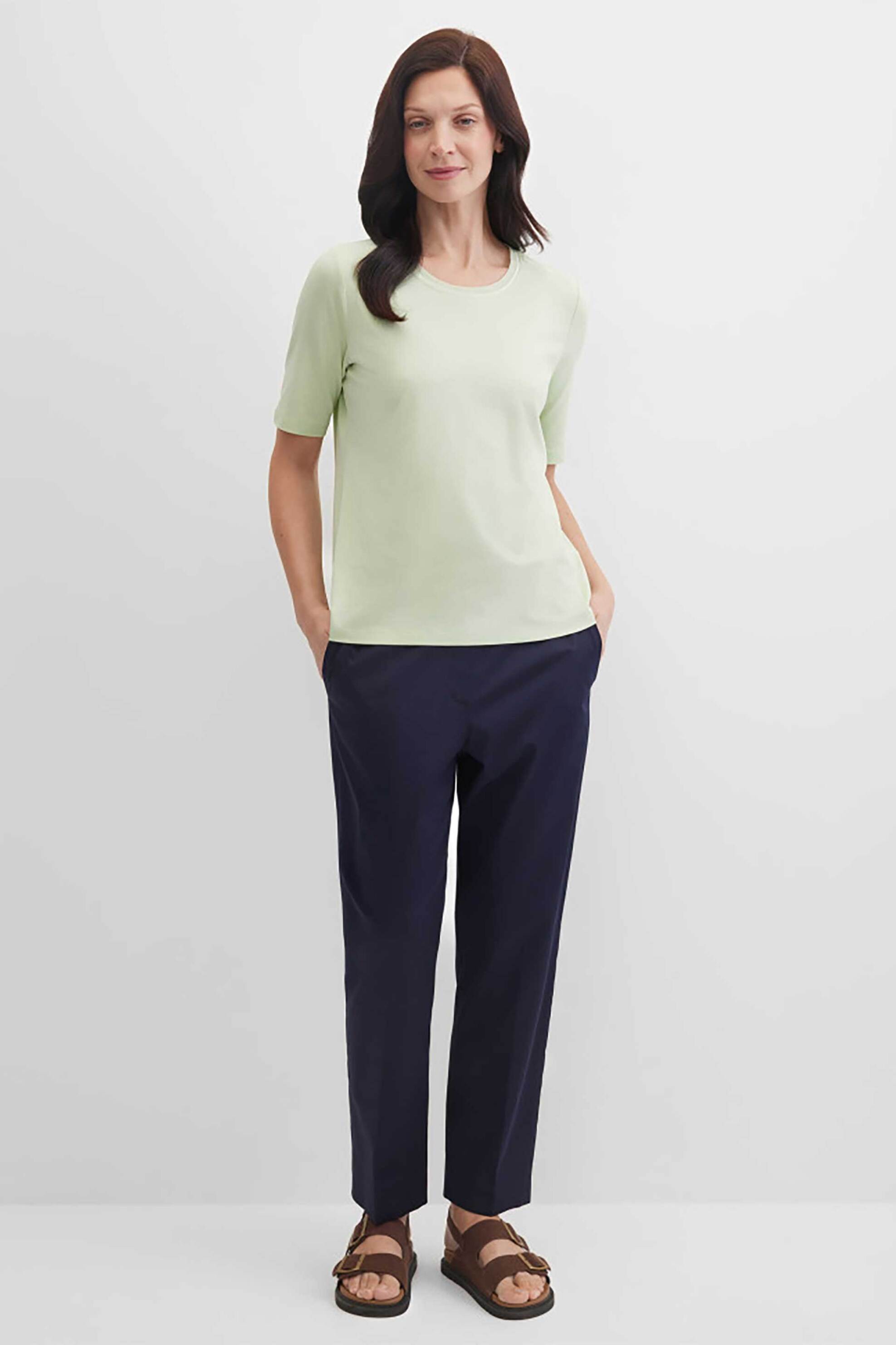 Gerry Weber γυναικείο παντελόνι cropped Tapered Fit - N67102104046 Μπλε Σκούρο