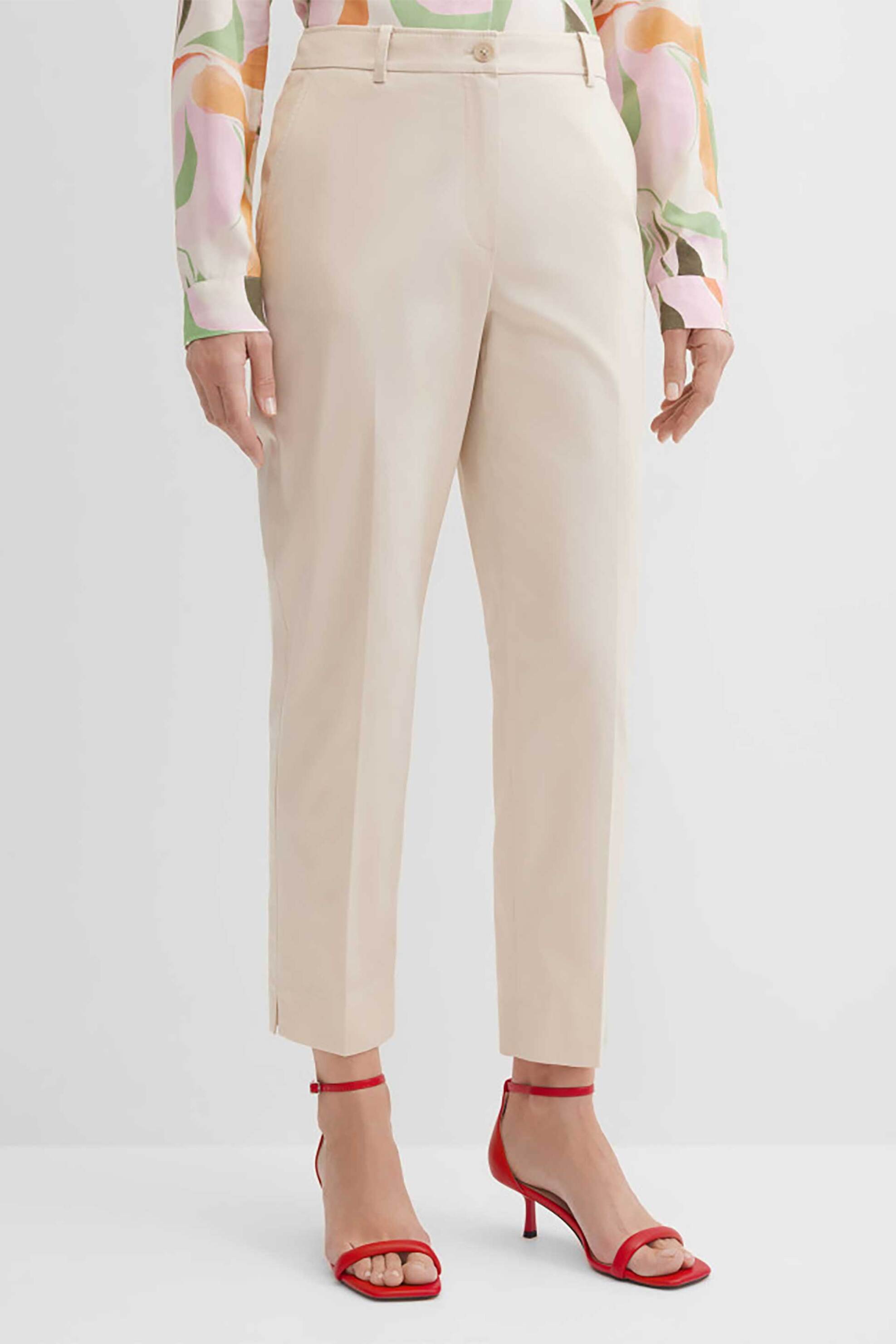 GERRY WEBER Gerry Weber γυναικείο παντελόνι cropped Tapered Fit - N67102129042 Μπεζ - 2
