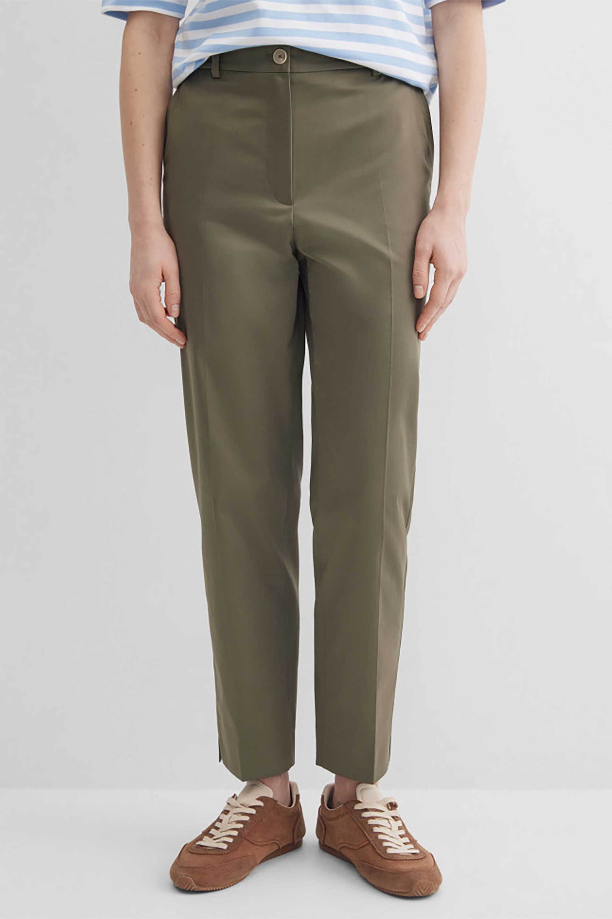 GERRY WEBER Gerry Weber γυναικείο παντελόνι cropped Tapered Fit - N67102155040 Χακί - 2