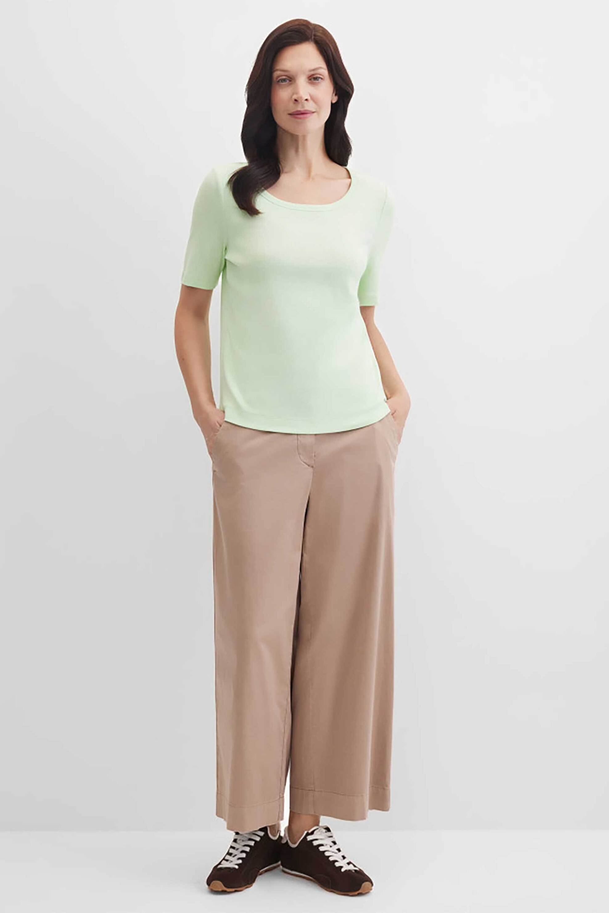 Gerry Weber γυναικείο παντελόνι capri Loose Wide Fit - N67109144040 Καμηλό