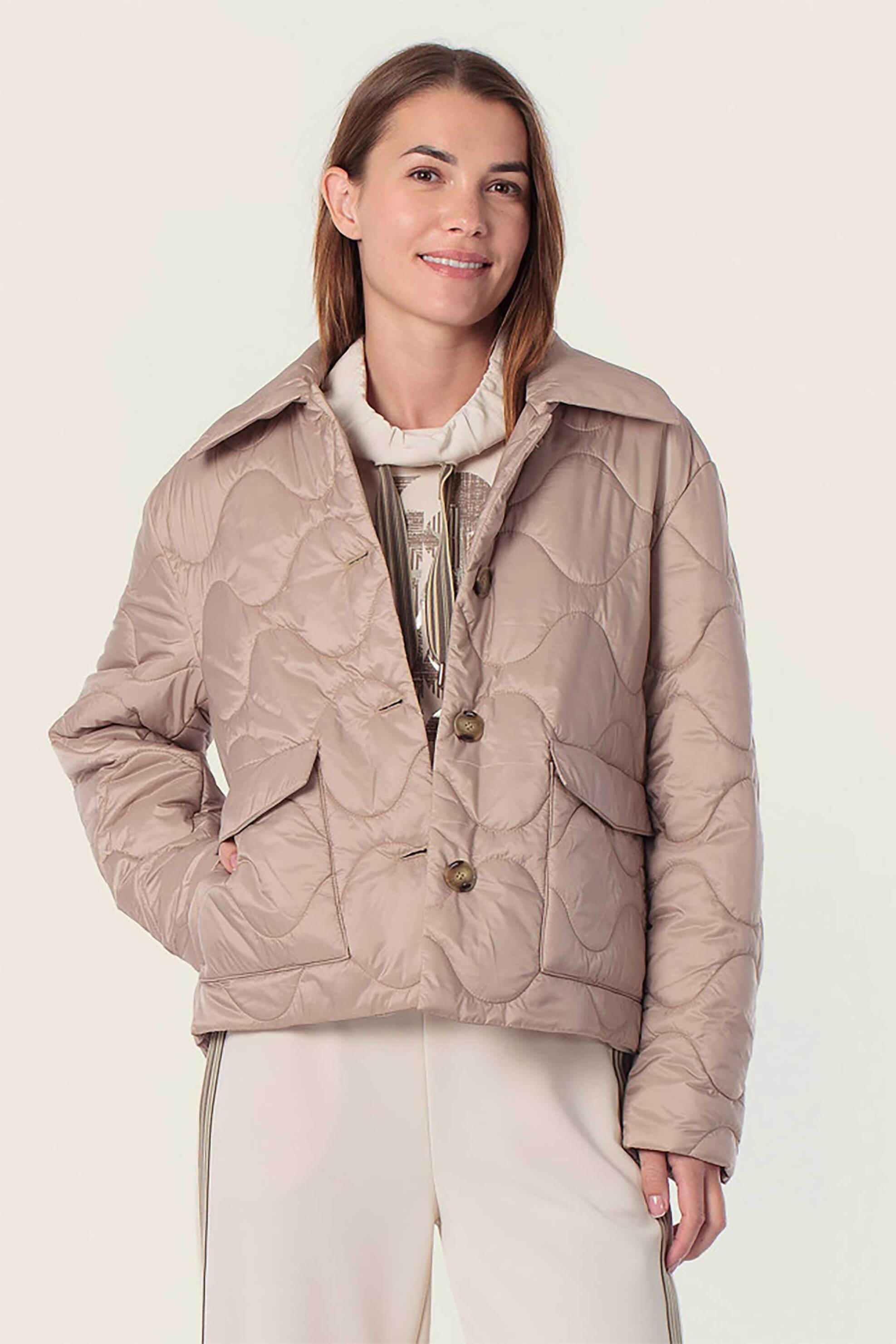 Gerry Weber γυναικείο jacket αδιάβροχο με καπιτονέ σχέδιο - N68107148042 Μπεζ