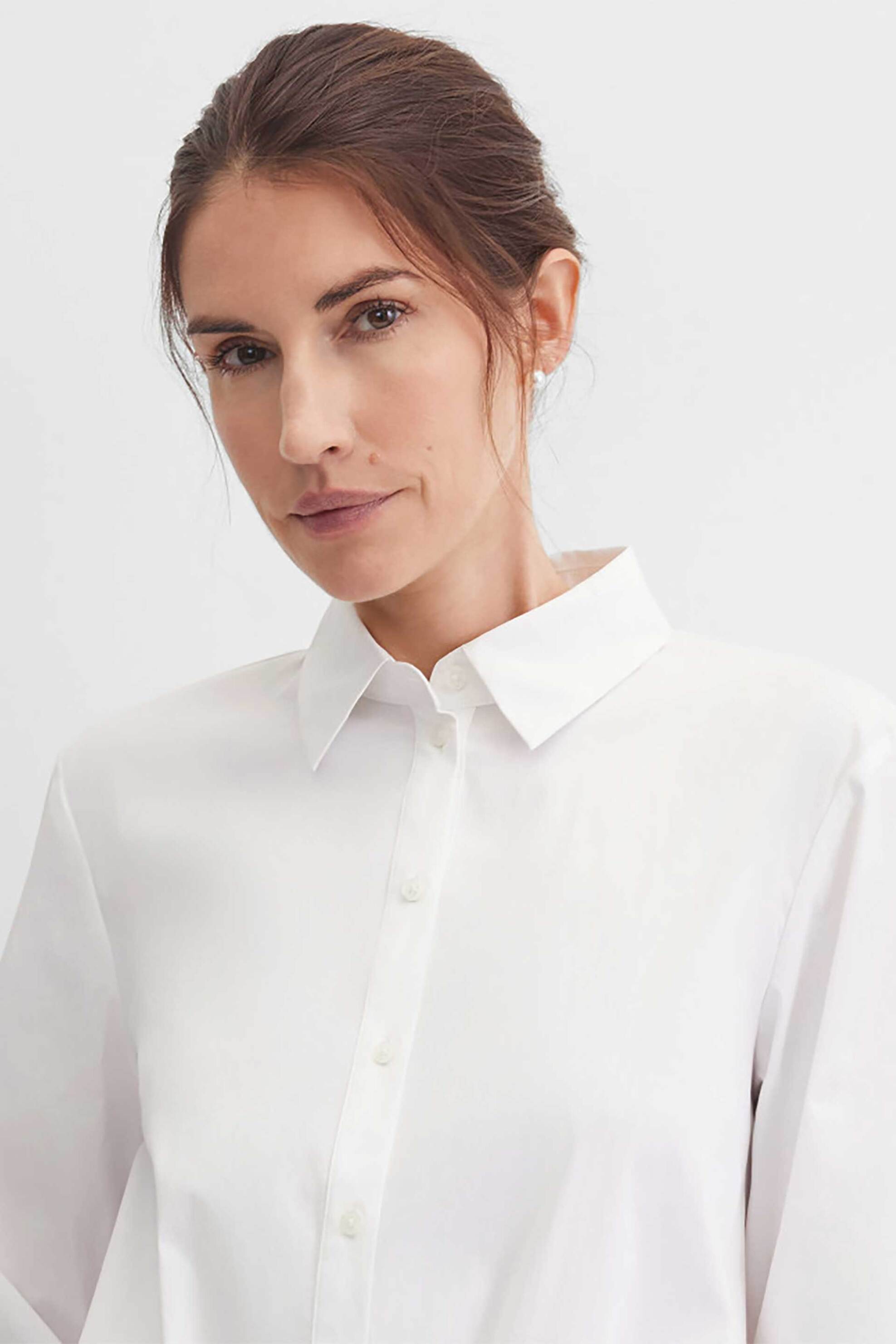 Gerry Weber γυναικείο πουκάμισο cropped με σούρες Loose Fit - N68220102042 Λευκό