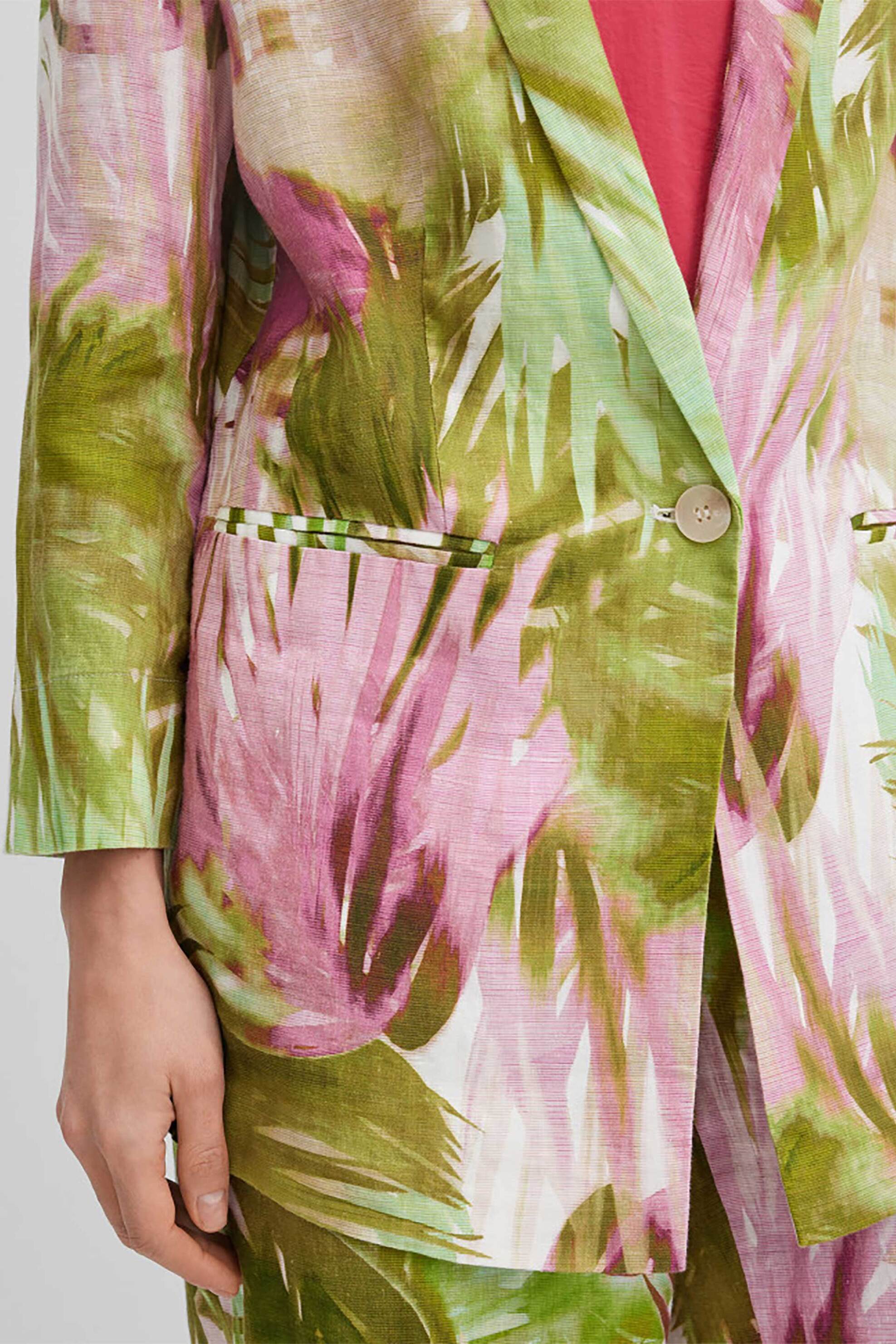 GERRY WEBER Gerry Weber γυναικείο λινό σακάκι με floral print - N60158630042 Πράσινο - 2