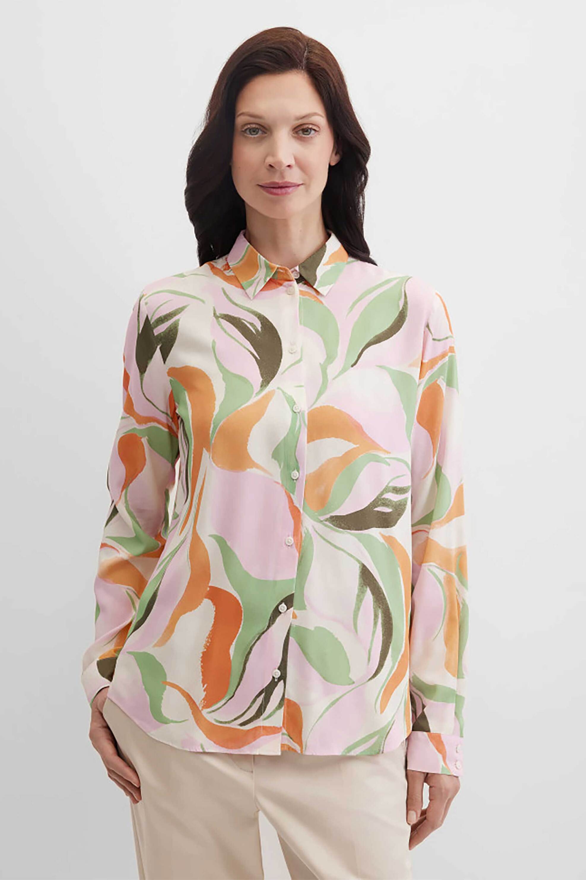Gerry Weber γυναικείο πουκάμισο με all-over print Loose Straight Cut - N60468101042 Πολύχρωμο