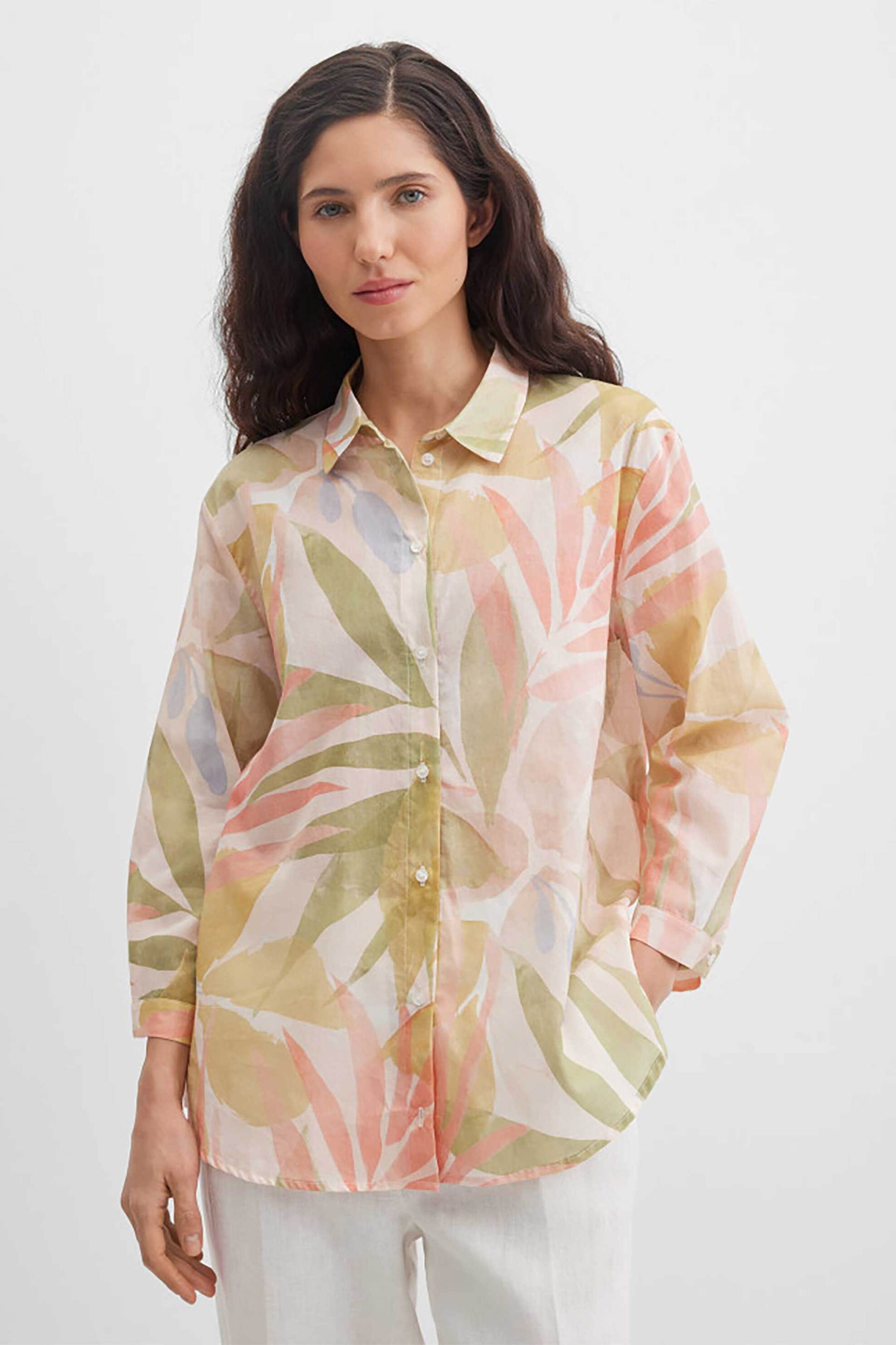 Gerry Weber γυναικείο πουκάμισο με leaf print - N61050600048 Πράσινο Leaf