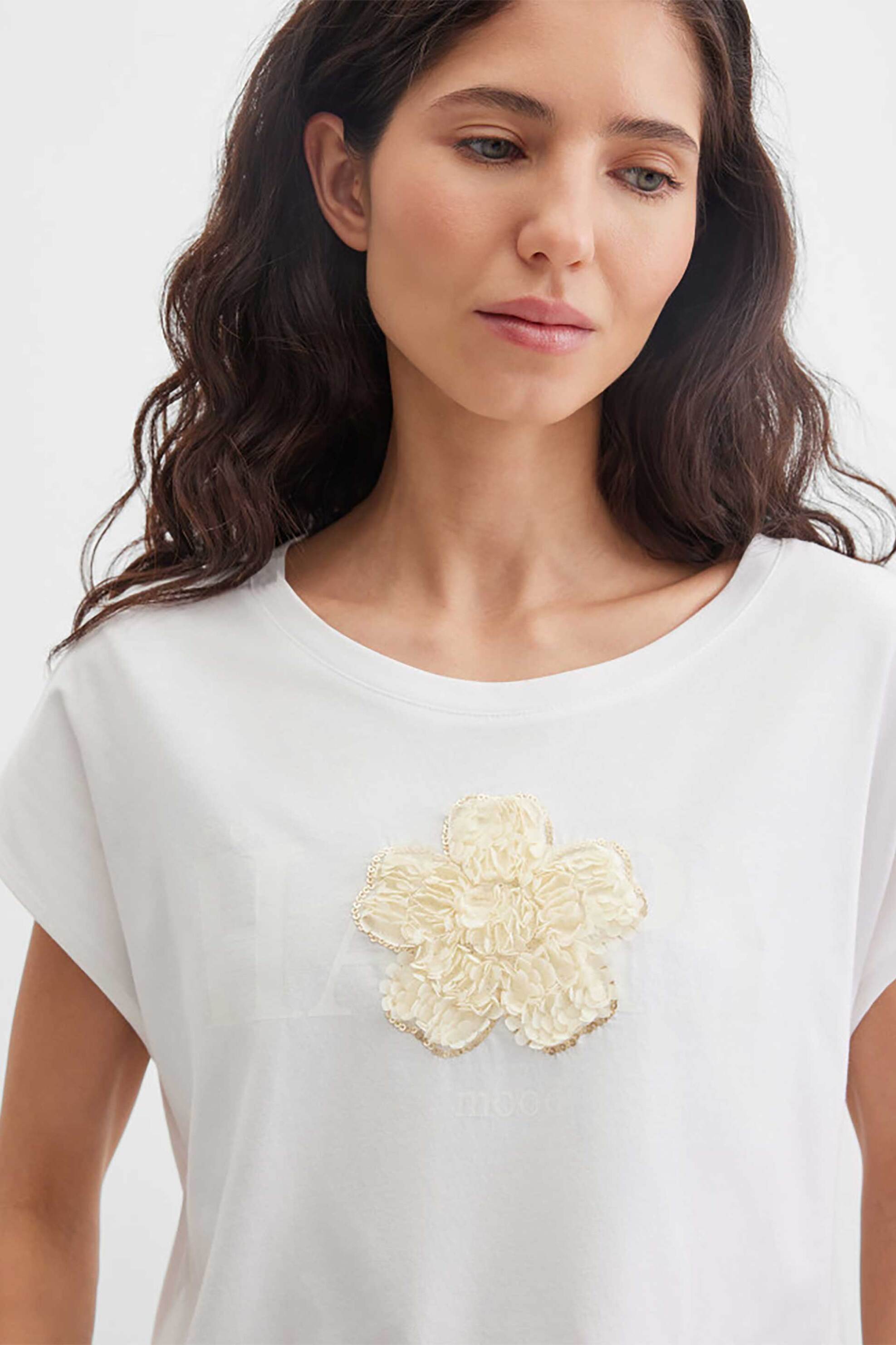 GERRY WEBER Gerry Weber γυναικείο T-shirt με 3D κέντημα - N61265102040 Λευκό - 2