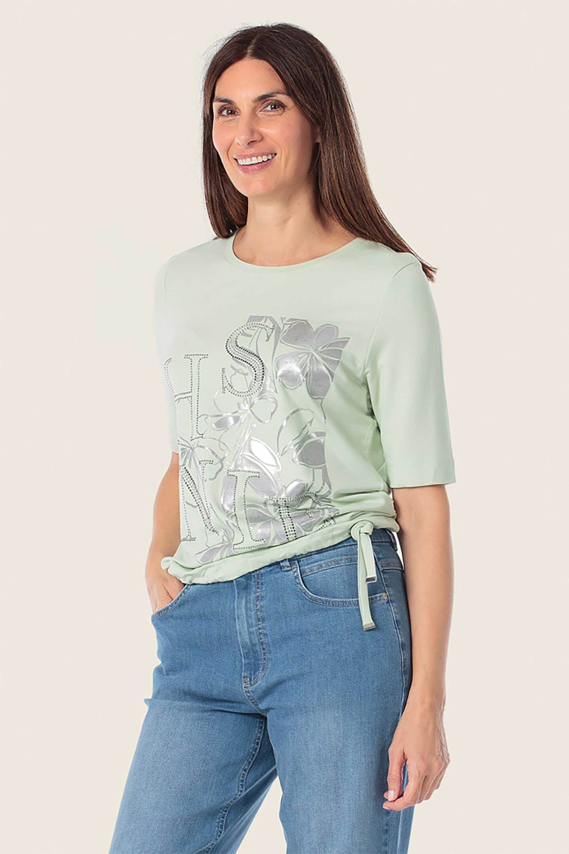Gerry Weber γυναικείο T-shirt με graphic print - N61716218040 Πράσινο Μέντας