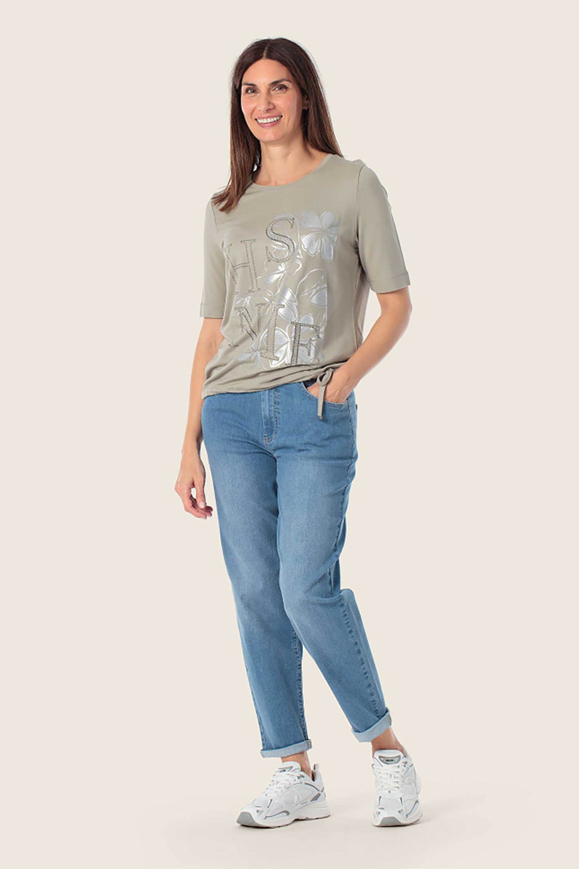 GERRY WEBER Gerry Weber γυναικείο T-shirt με graphic print - N61716285042 Γκρι Πράσινο - 2