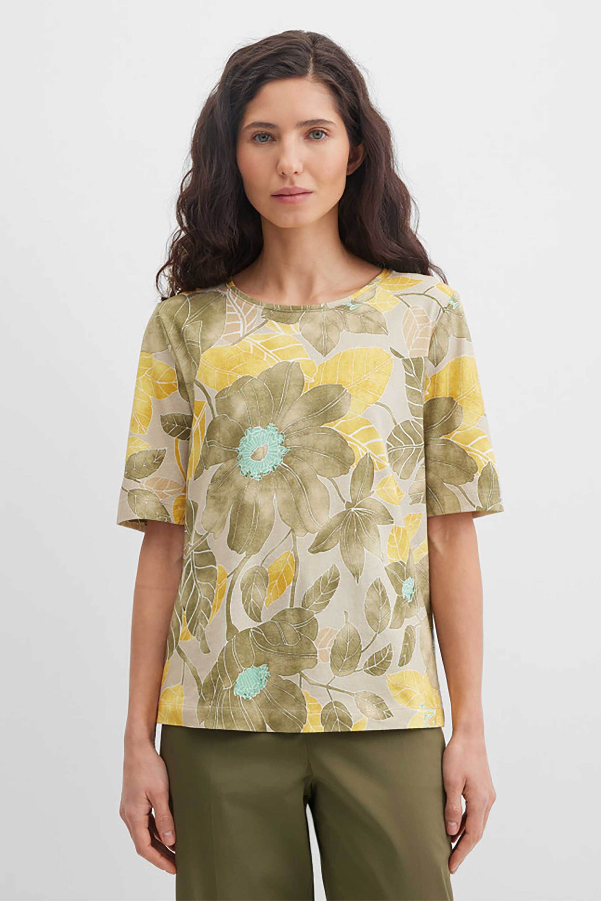 Gerry Weber γυναικείο T-shirt με all-over floral print - N61755622044 Κίτρινο