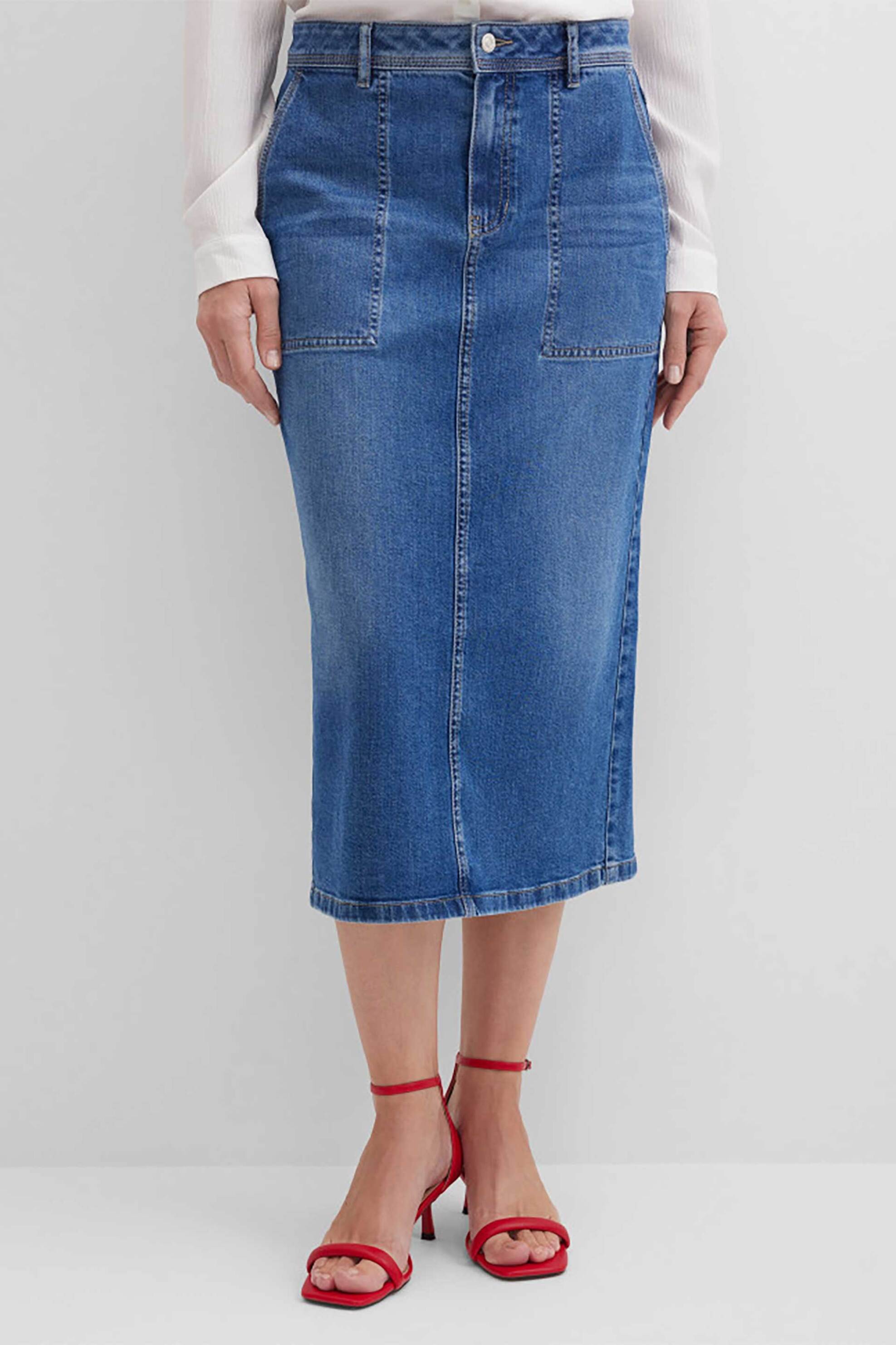 Gerry Weber γυναικεία denim φούστα midi - N65682396042 Denim Blue