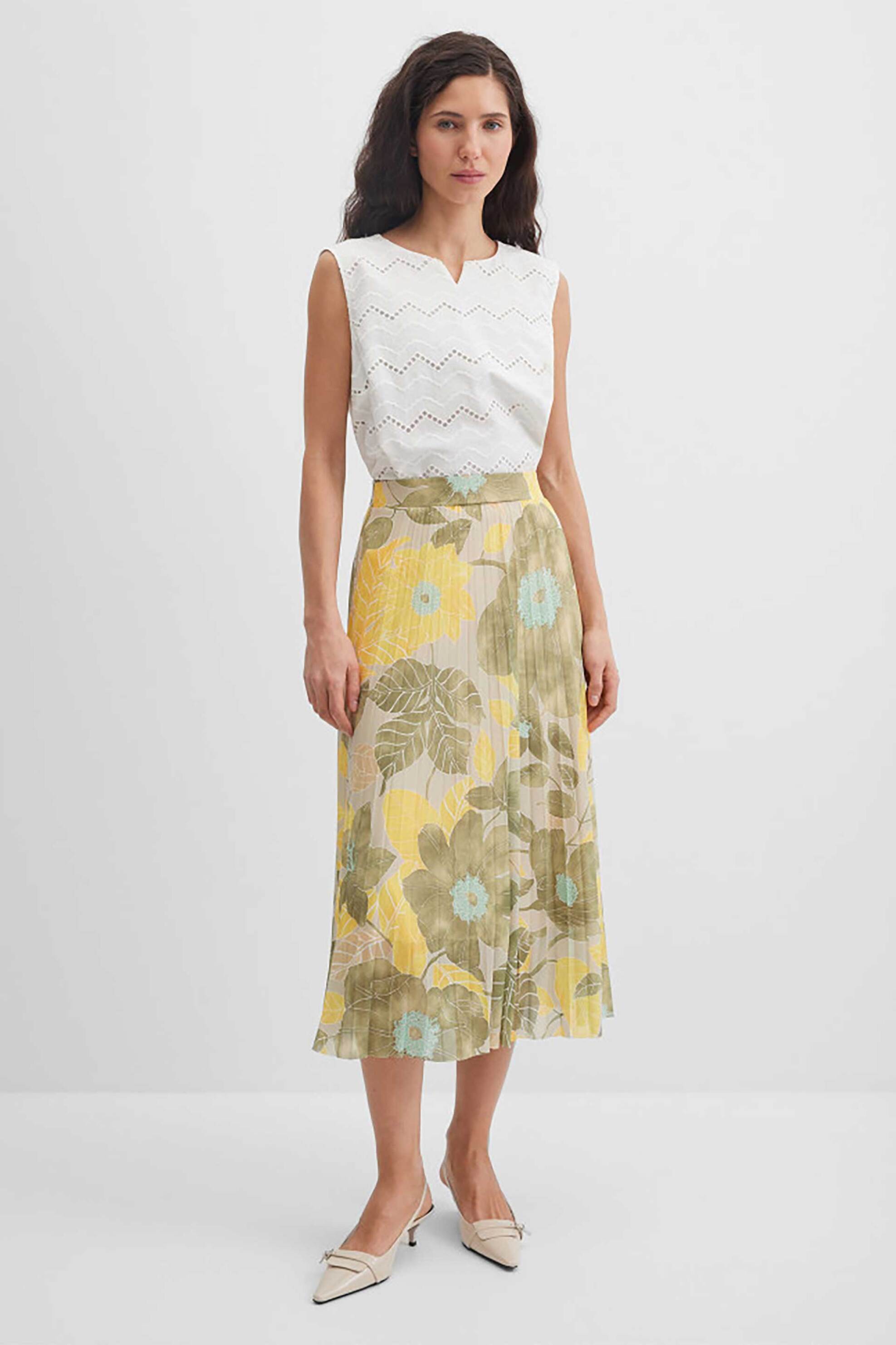 Gerry Weber γυναικεία φούστα midi πλισέ - N65697622042 Κίτρινο
