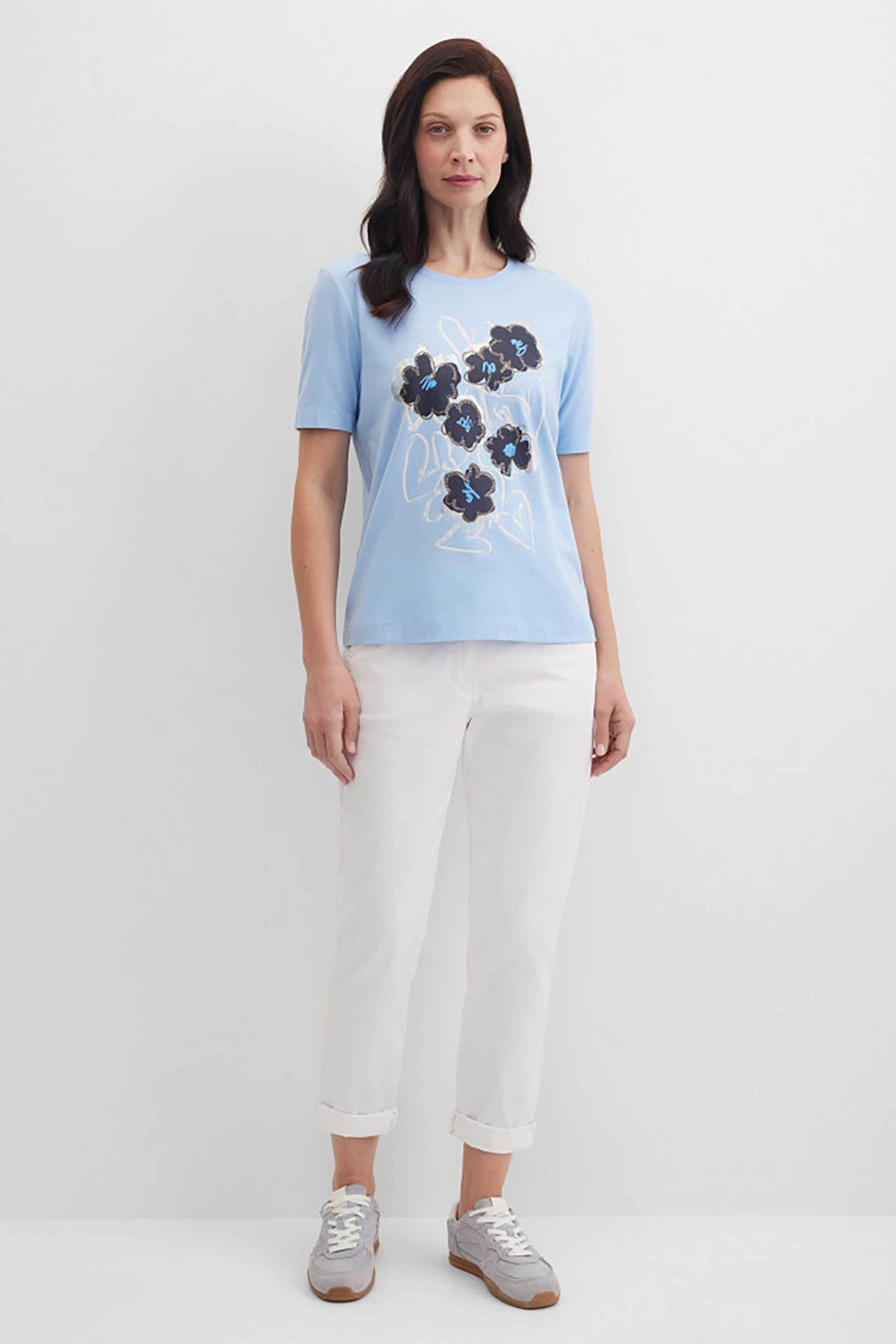 Gerry Weber γυναικείο παντελόνι chino cropped Tapered Fit - N67147102042 Λευκό