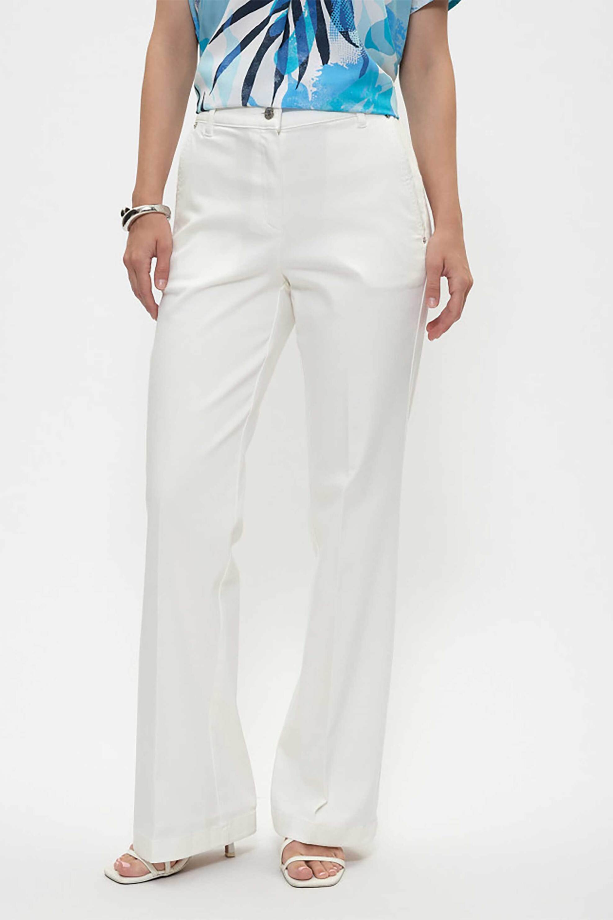 Gerry Weber γυναικείο τζιν παντελόνι πεντάτσεπο Flared Wide Leg - N67095102042 Λευκό