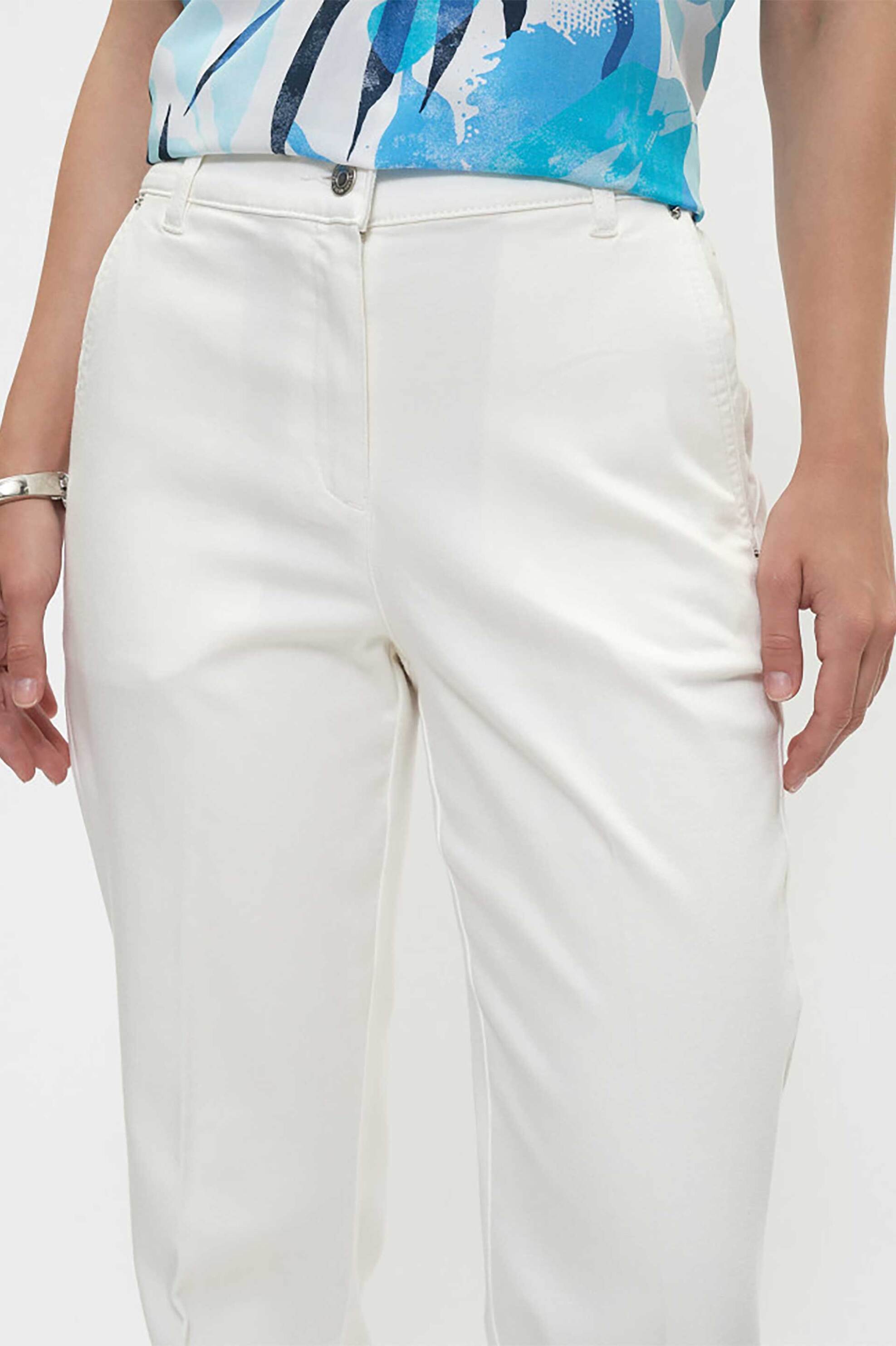GERRY WEBER Gerry Weber γυναικείο τζιν παντελόνι πεντάτσεπο Flared Wide Leg - N67095102042 Λευκό - 4