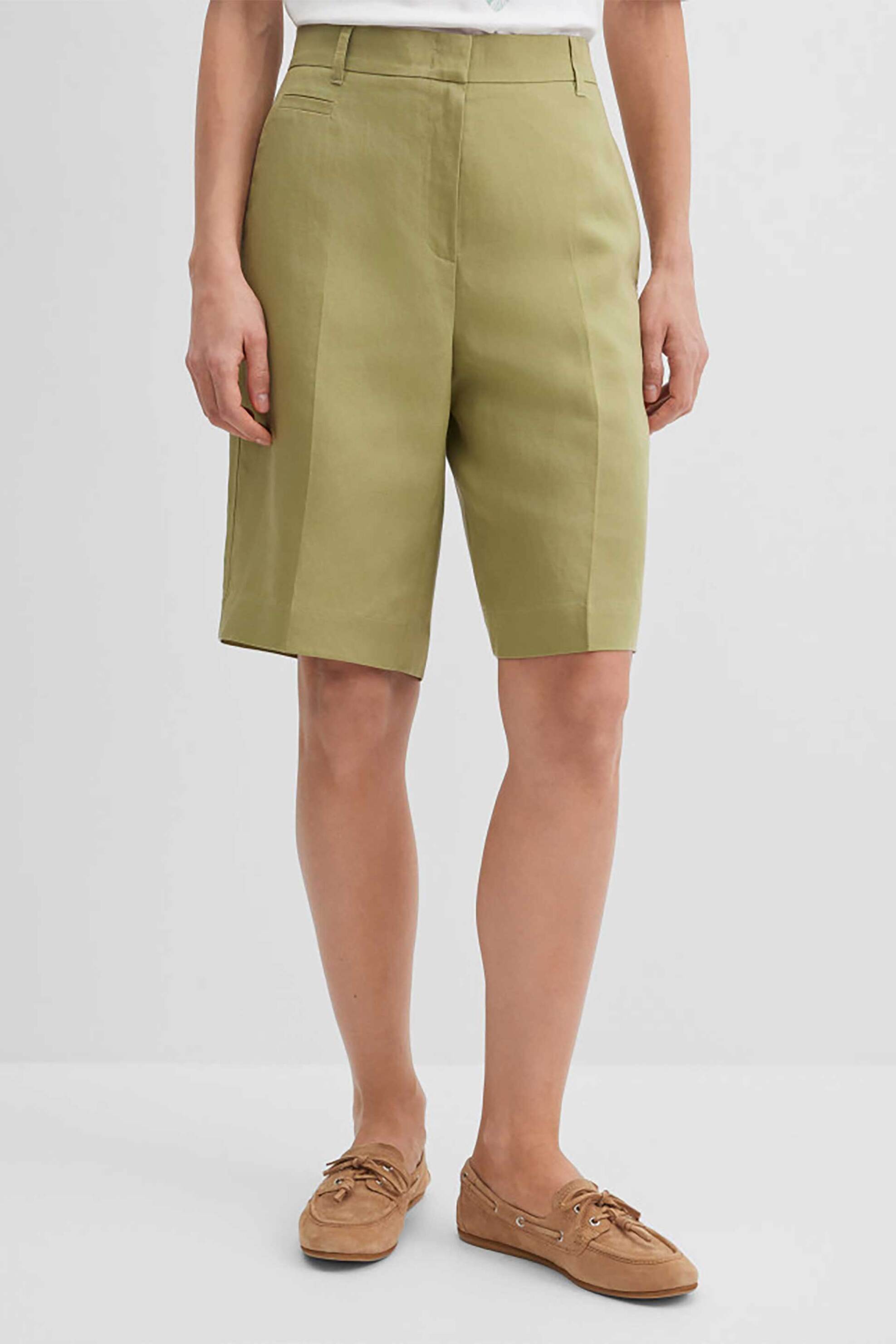 GERRY WEBER Gerry Weber γυναικεία βερμούδα με λινάρι Relaxed Straight Cut - N67202177044 Λαδί - 2