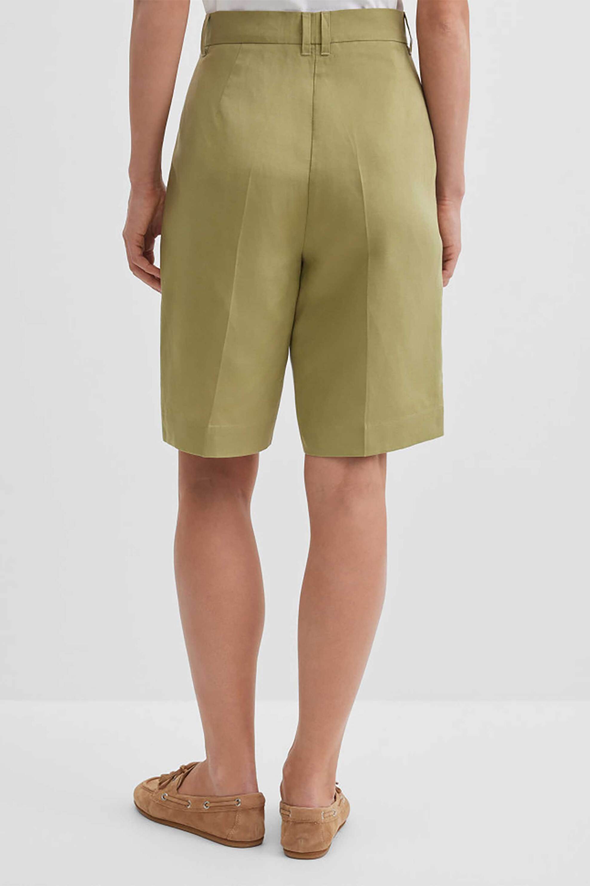 GERRY WEBER Gerry Weber γυναικεία βερμούδα με λινάρι Relaxed Straight Cut - N67202177044 Λαδί - 3