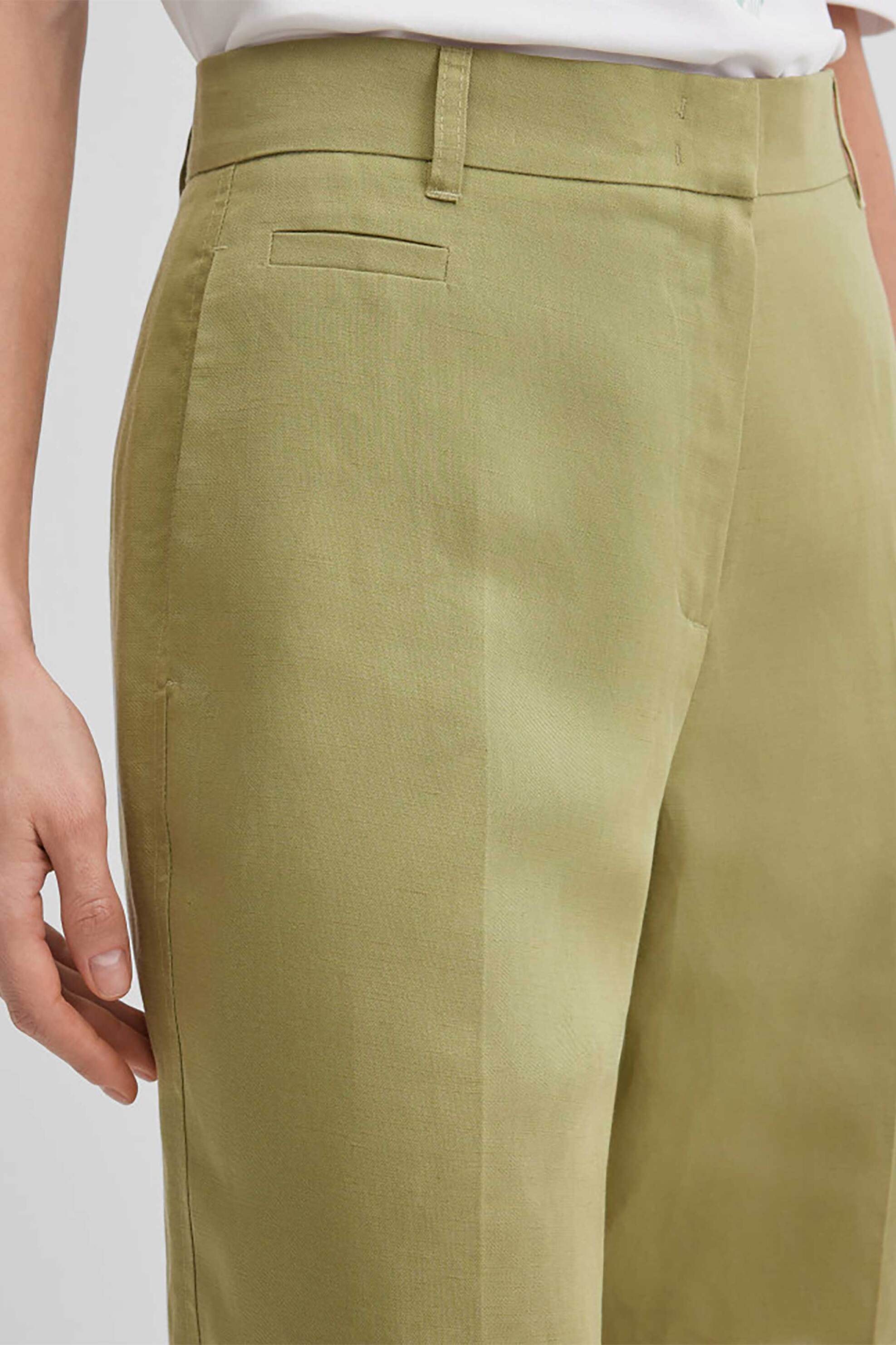 GERRY WEBER Gerry Weber γυναικεία βερμούδα με λινάρι Relaxed Straight Cut - N67202177044 Λαδί - 4