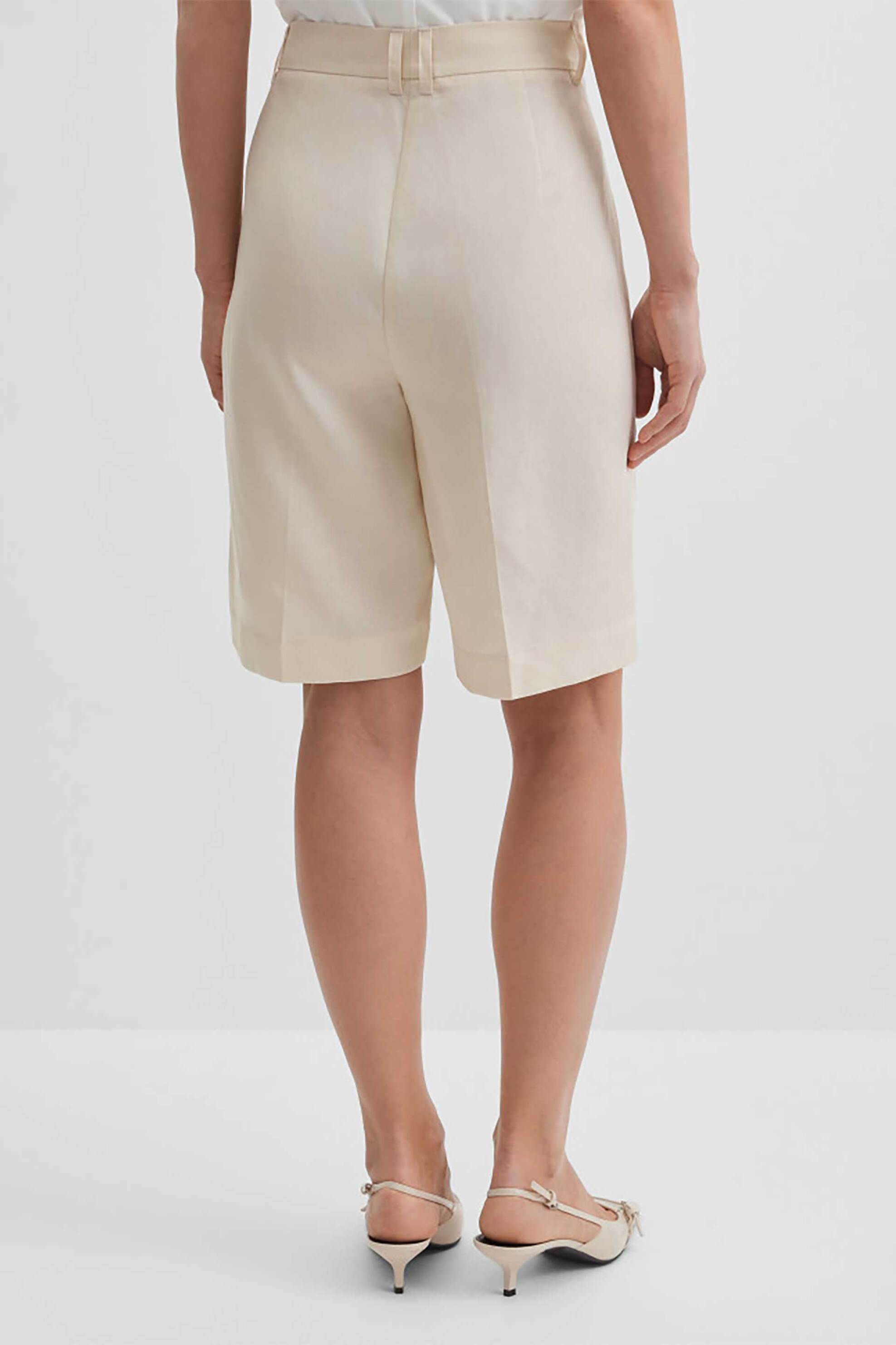 GERRY WEBER Gerry Weber γυναικεία βερμούδα με λινάρι Relaxed Straight Cut - N67202671042 Εκρού - 3