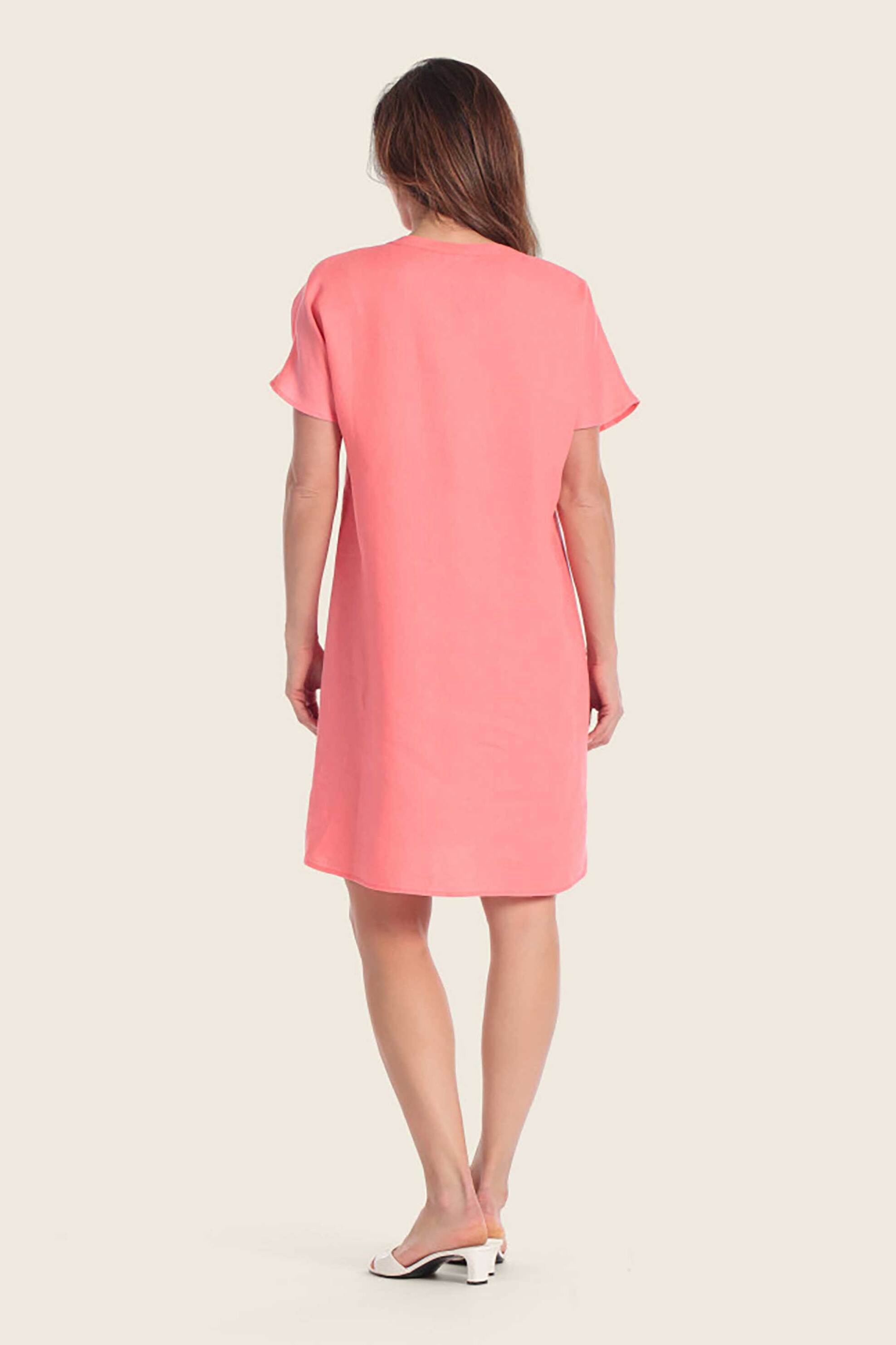 GERRY WEBER Gerry Weber γυναικείο λινό midi φόρεμα με V A-line - N68642181042 Κοραλί - 2