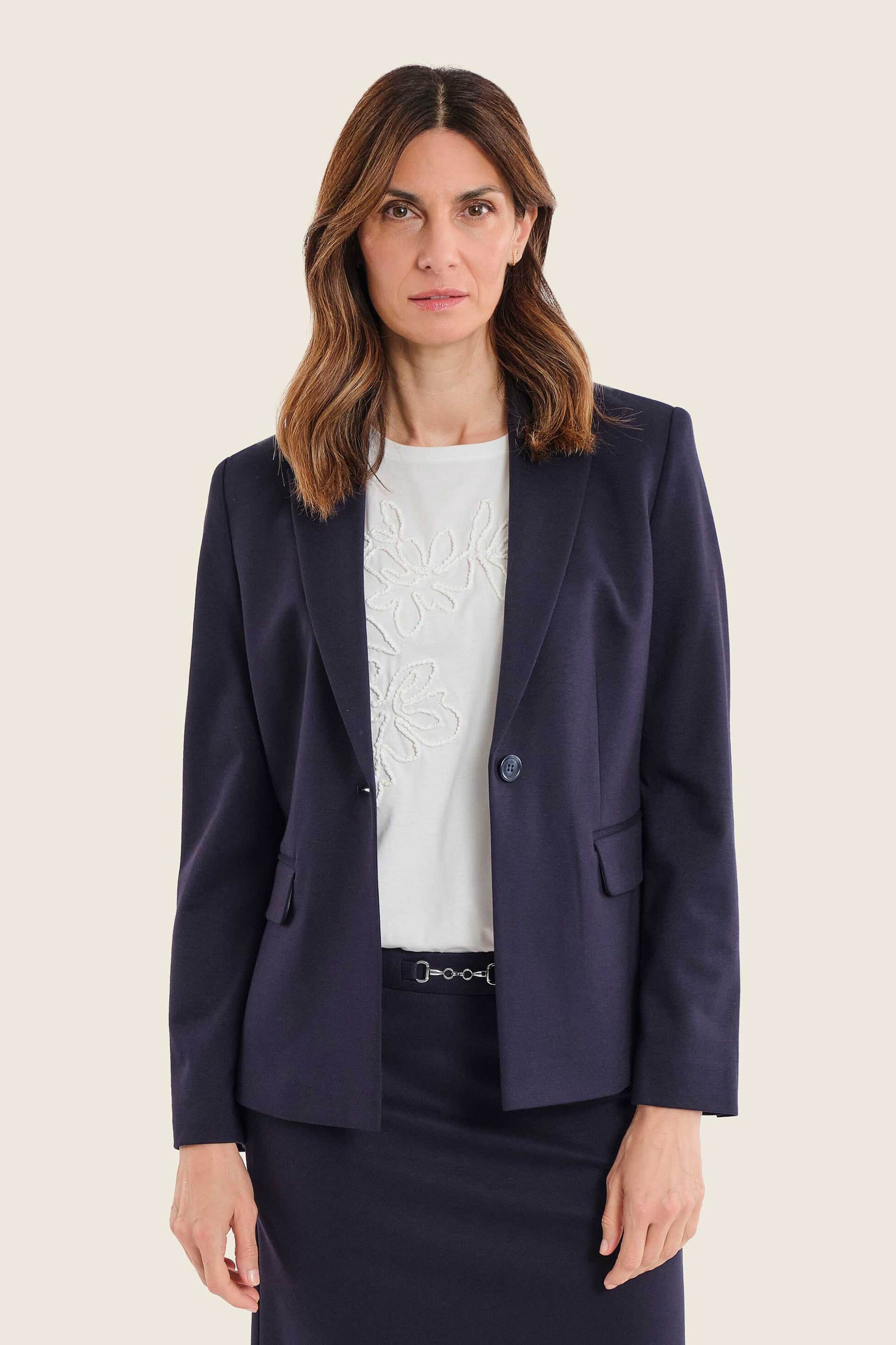 Gerry Weber γυναικείο σακάκι μονόχρωμο - N70150734038 Μπλε Σκούρο