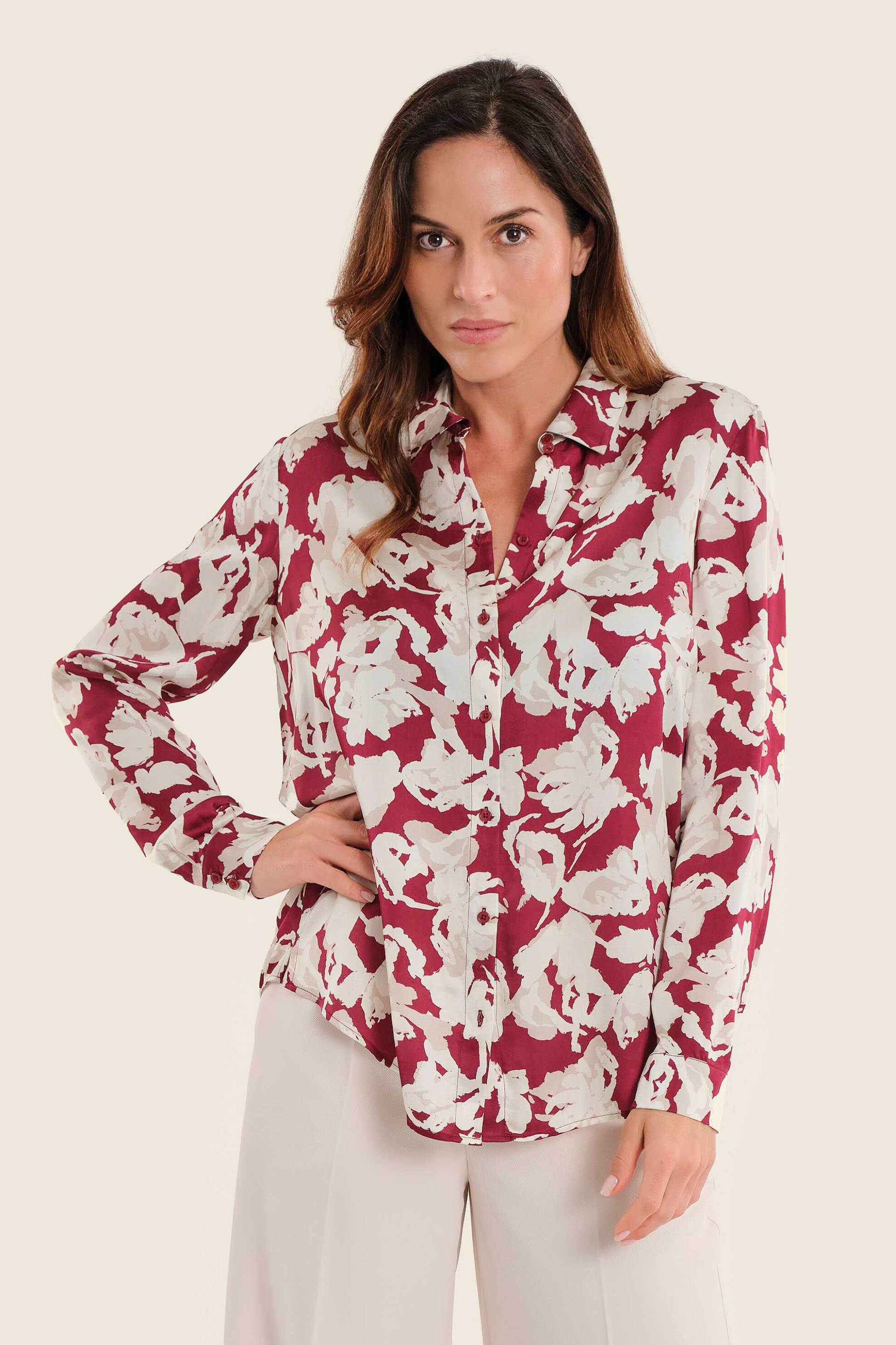Gerry Weber γυναικείο πουκάμισο με floral print - N71007712038 Κόκκινο
