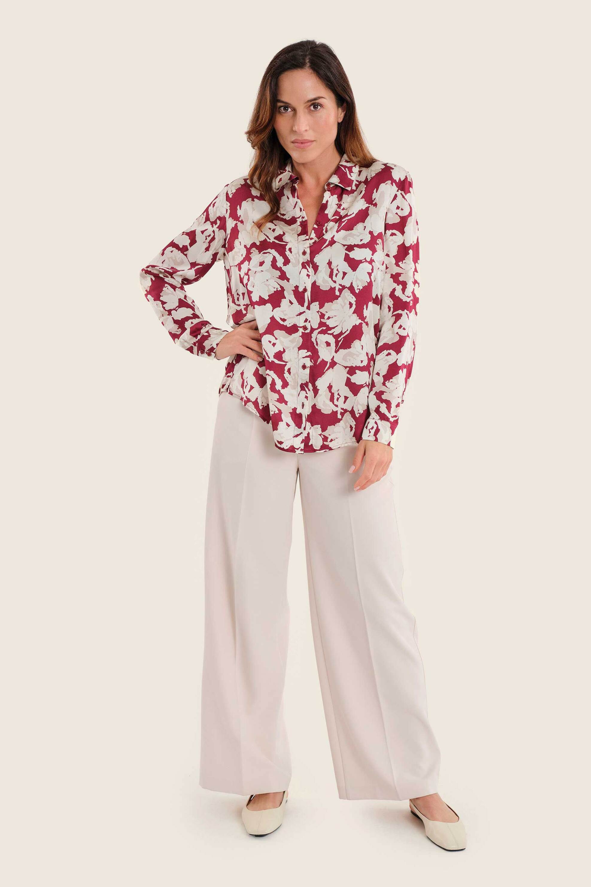 Gerry Weber γυναικείο πουκάμισο με floral print - N71007712038 Κόκκινο