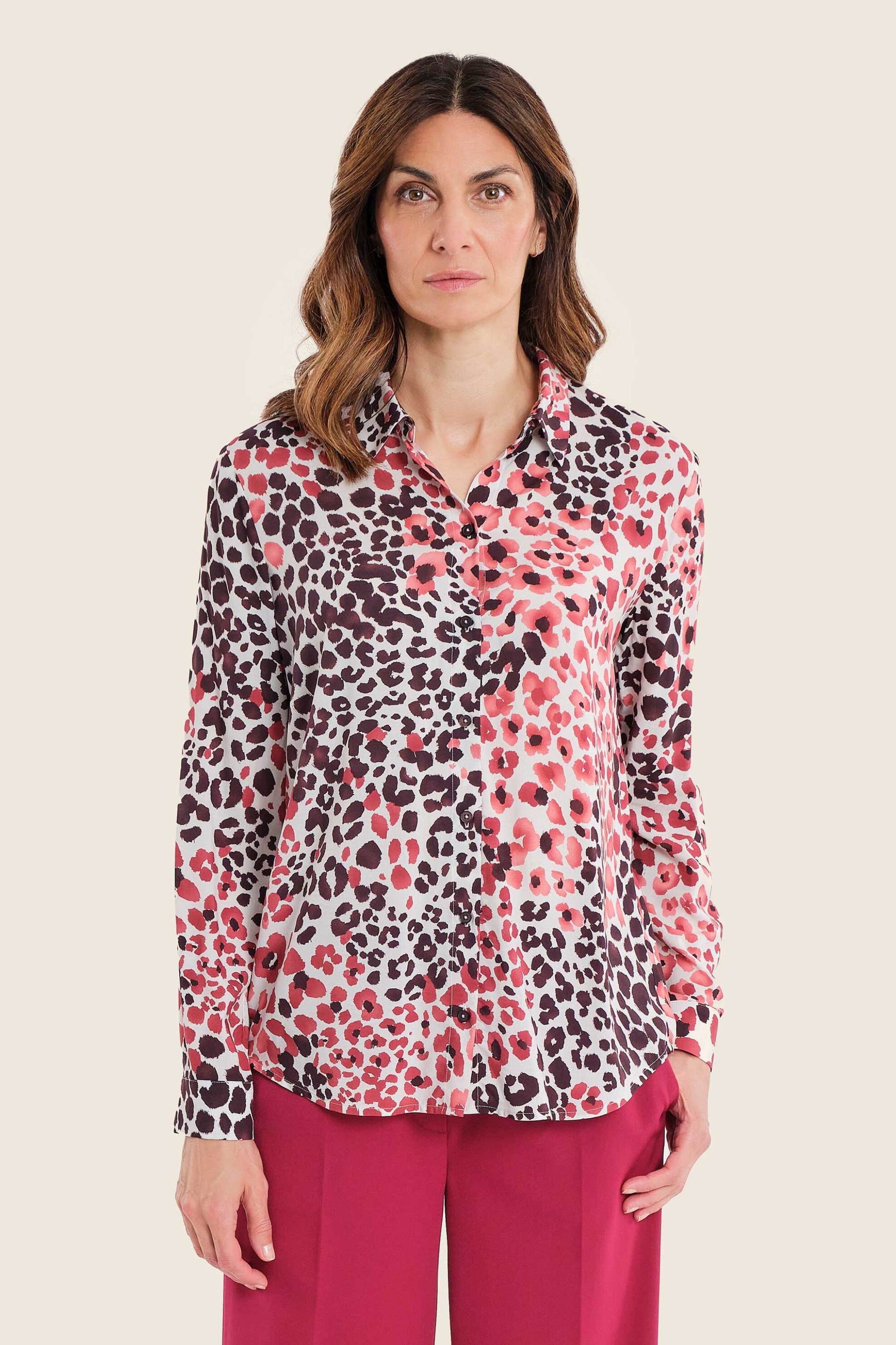 Gerry Weber γυναικείο πουκάμισο με animal print - N71037713038 Ροζ