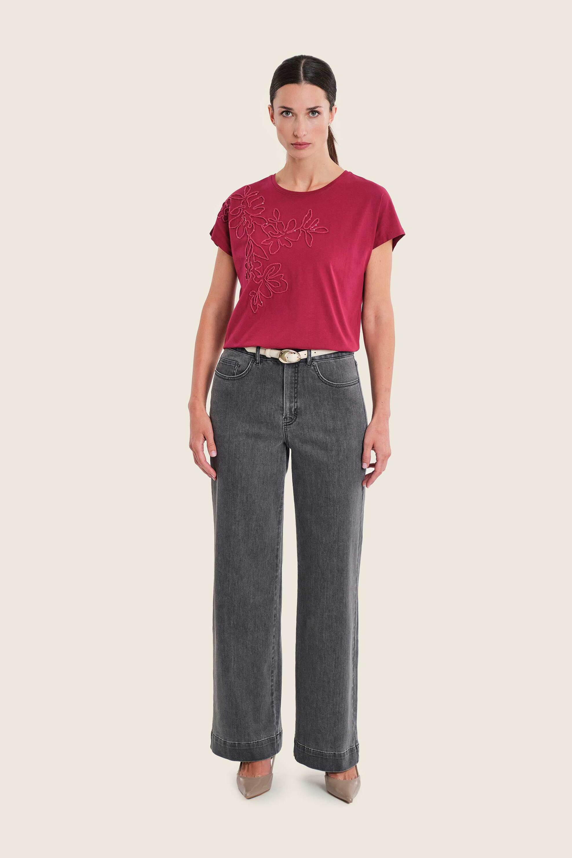 GERRY WEBER Gerry Weber γυναικείο Τ-shirt με κέντημα - N71700696038 Βυσσινί - 3